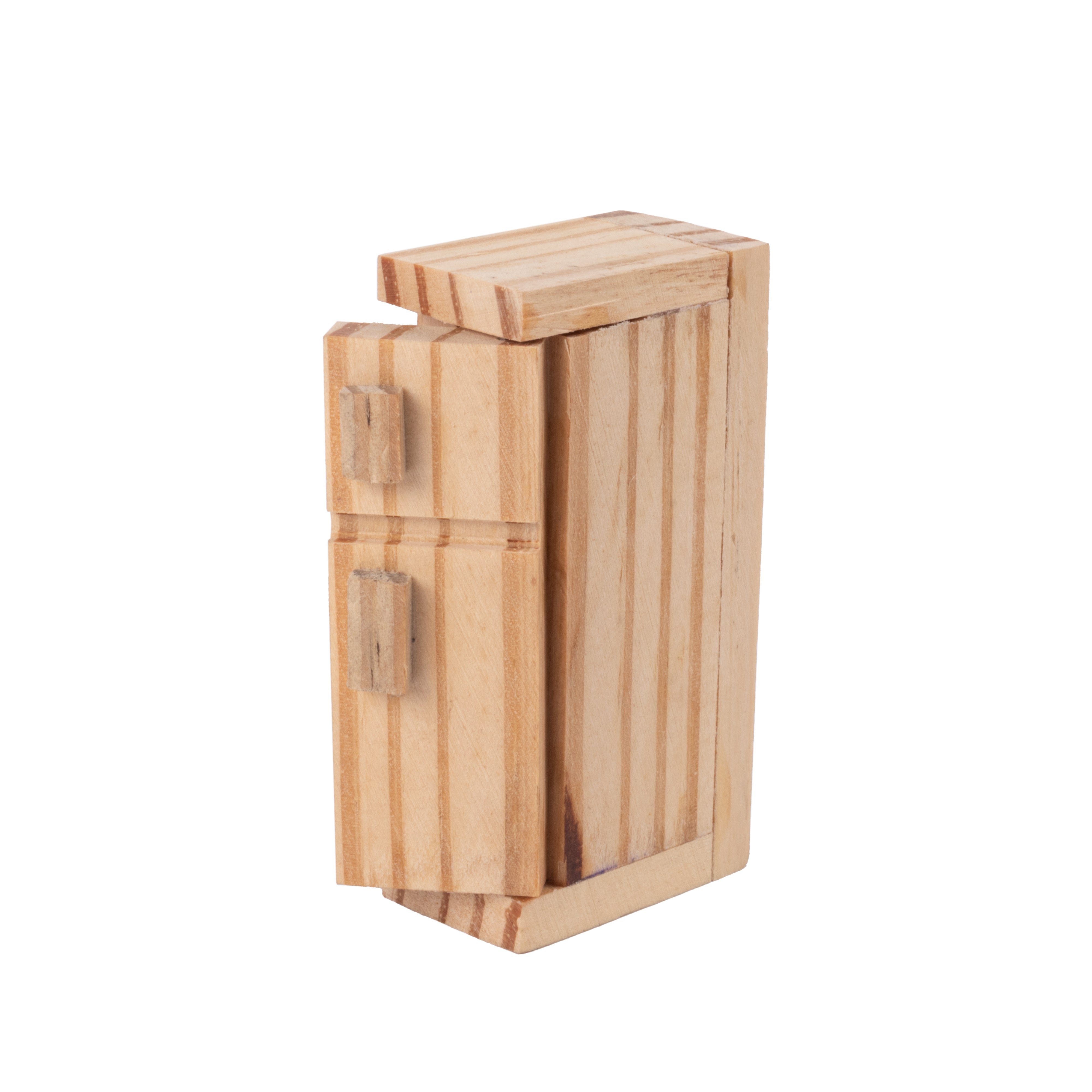 Wooden Miniature Fridge Approx L0.94inch x W1.49inch x H3.03inch 1pc