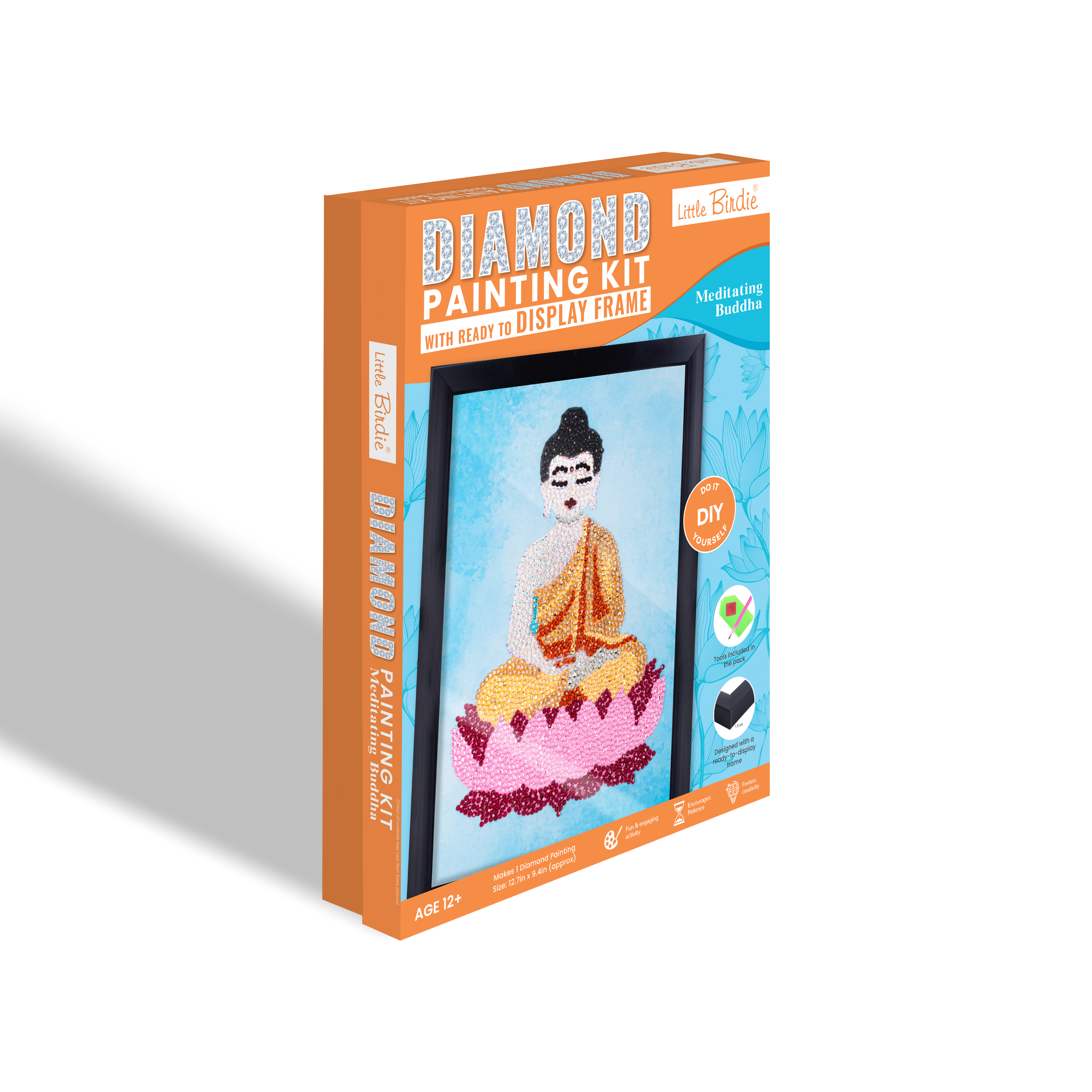 DIY Diamond Painting Kit with frame - Meditating Buddha, 1 Box