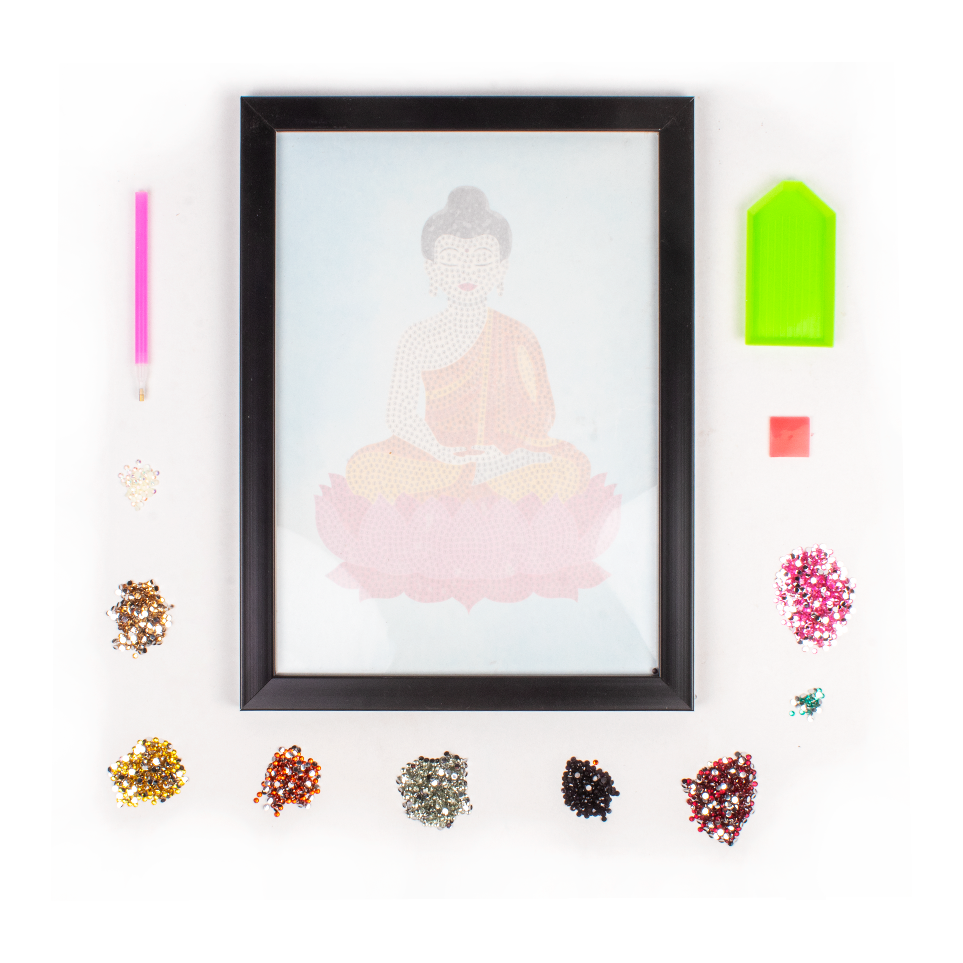 DIY Diamond Painting Kit with frame - Meditating Buddha, 1 Box