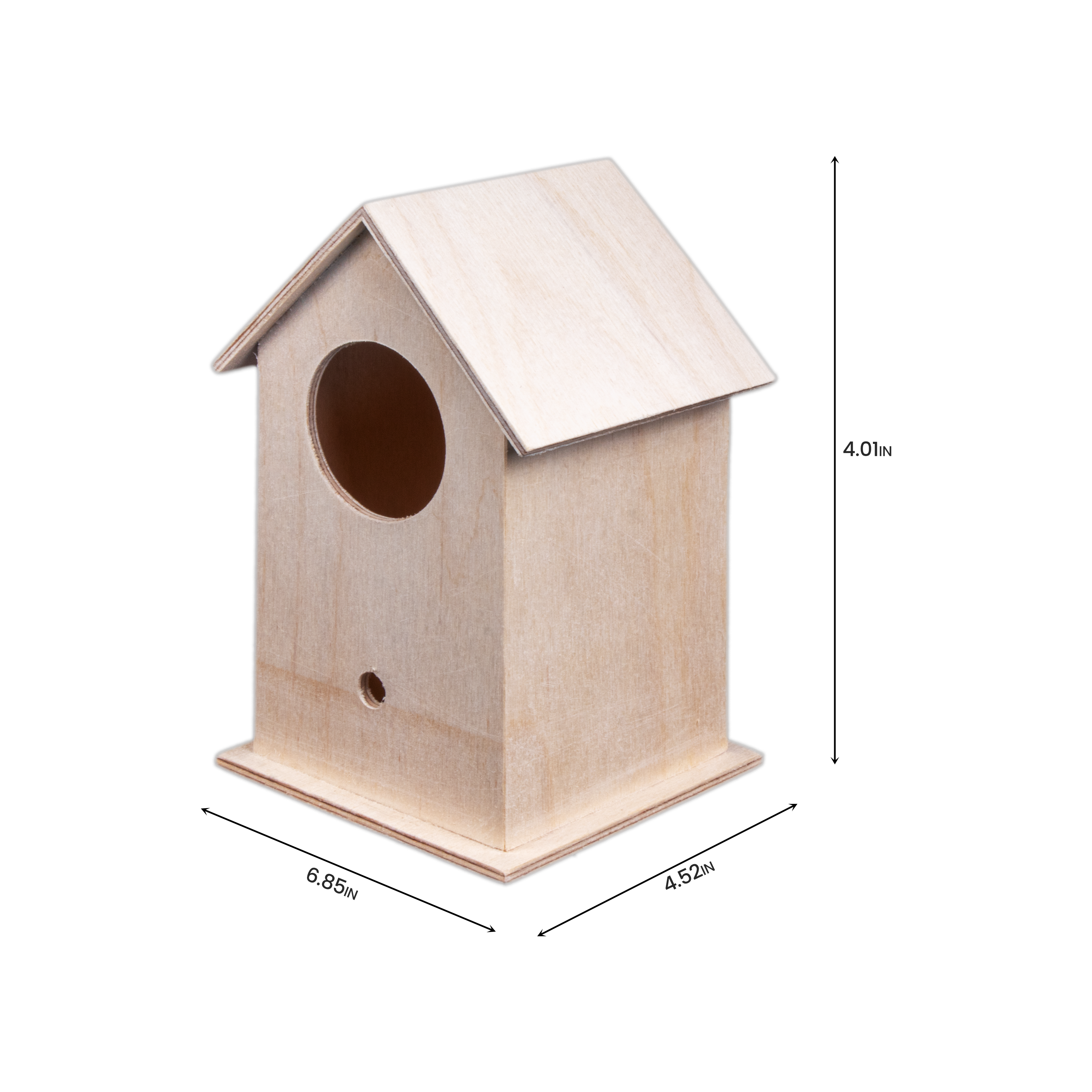 Birdhouse - Birch Wood, Approx 4.4in x 7in, 4mm Thick, 1 pc