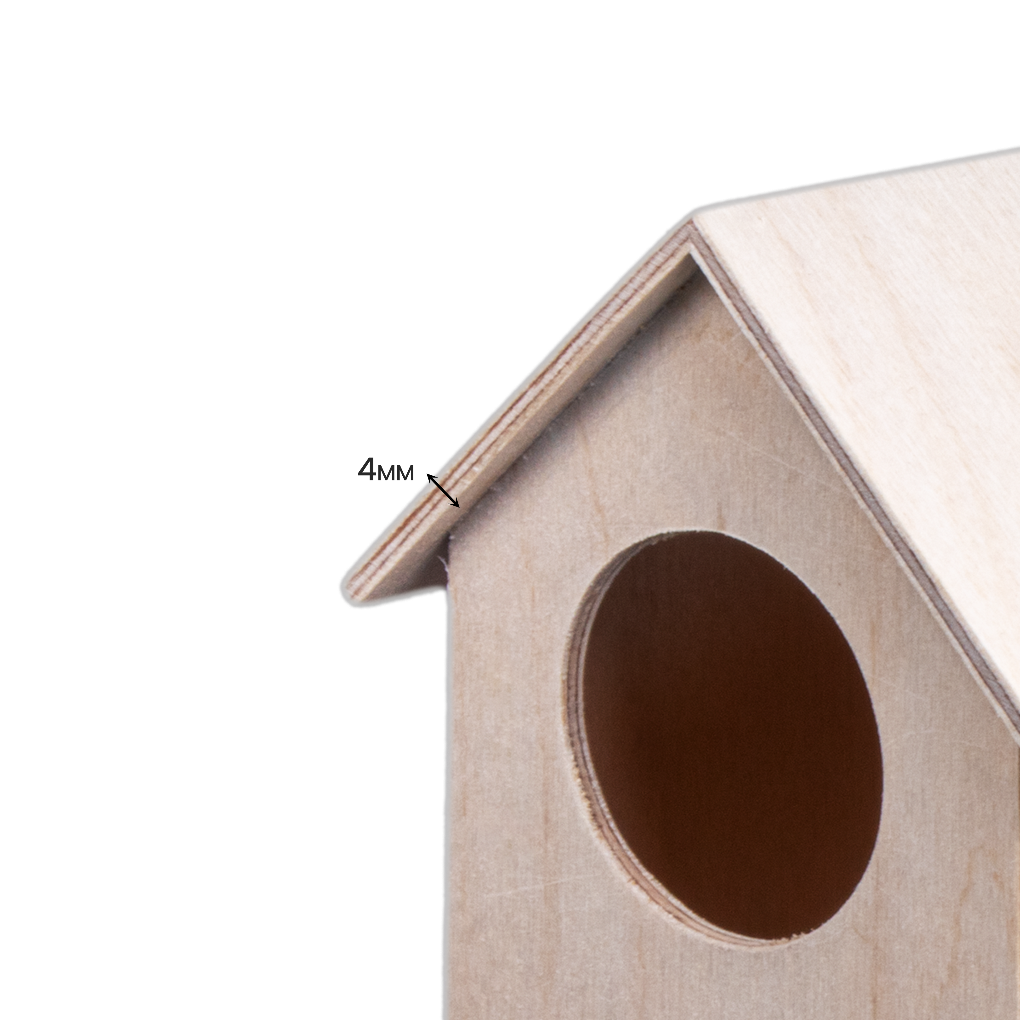 Birdhouse - Birch Wood, Approx 4.4in x 7in, 4mm Thick, 1 pc