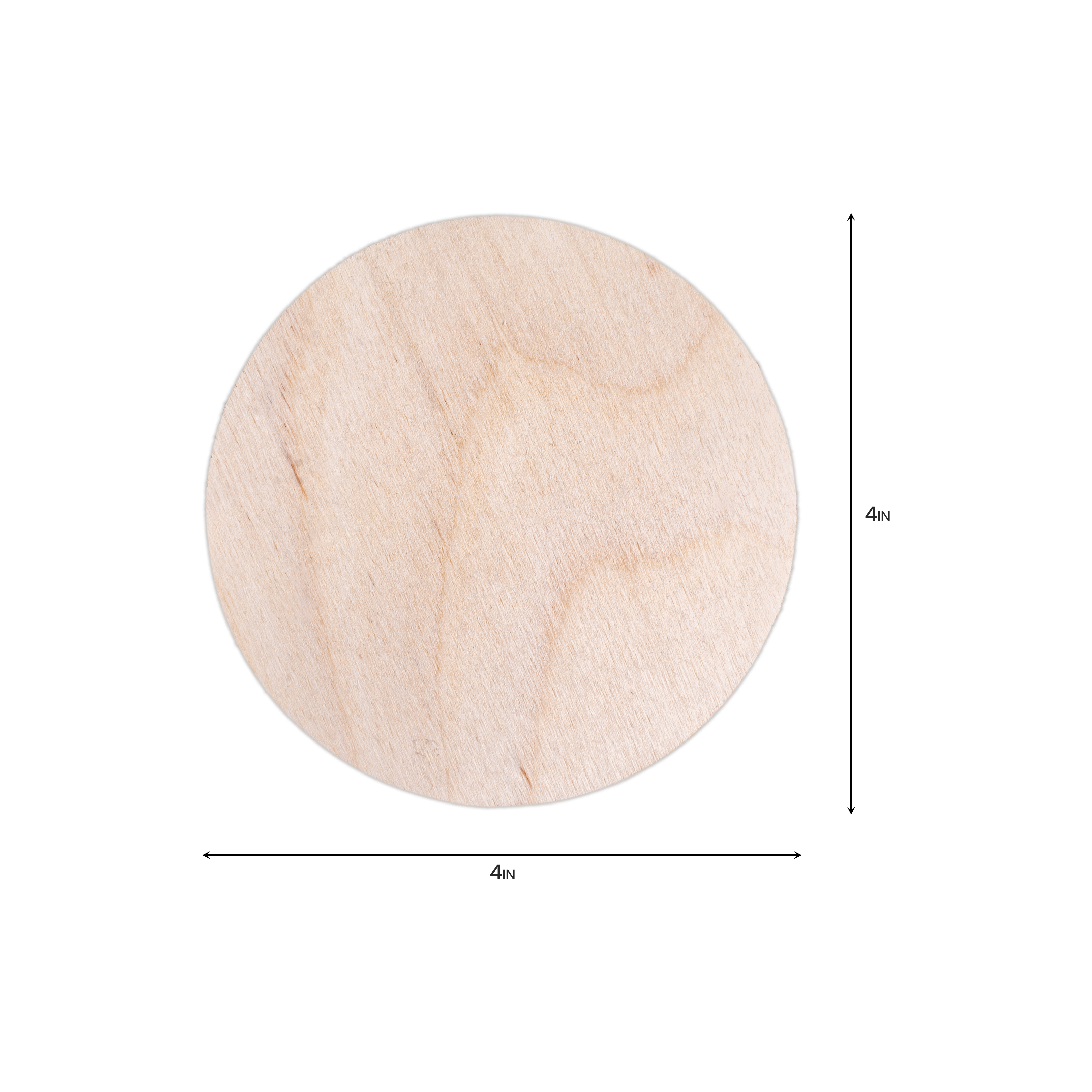 Coaster - Birch Wood, Round, 4inch Dia, 4mm Thick, Set of 4pc