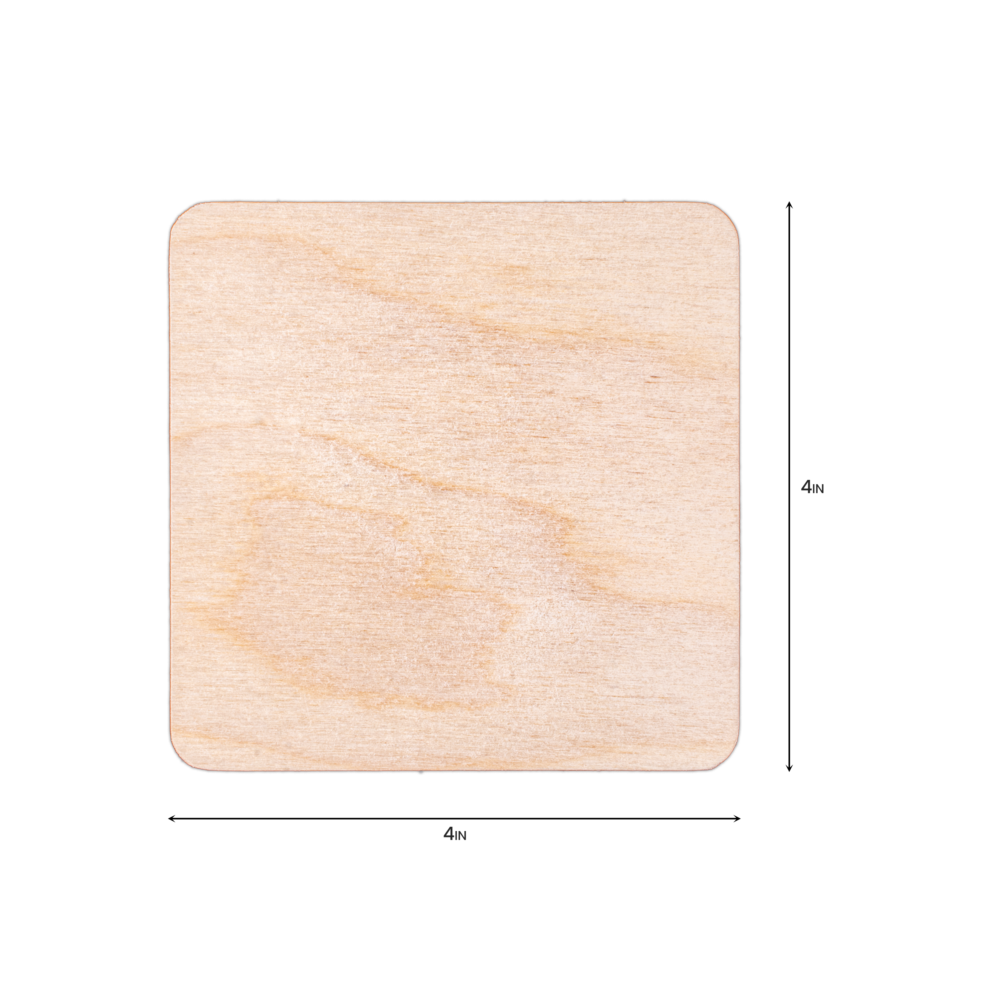 Coaster - Birch Wood, Square 4in X 4inch, 4mm Thick, Set of 4pc