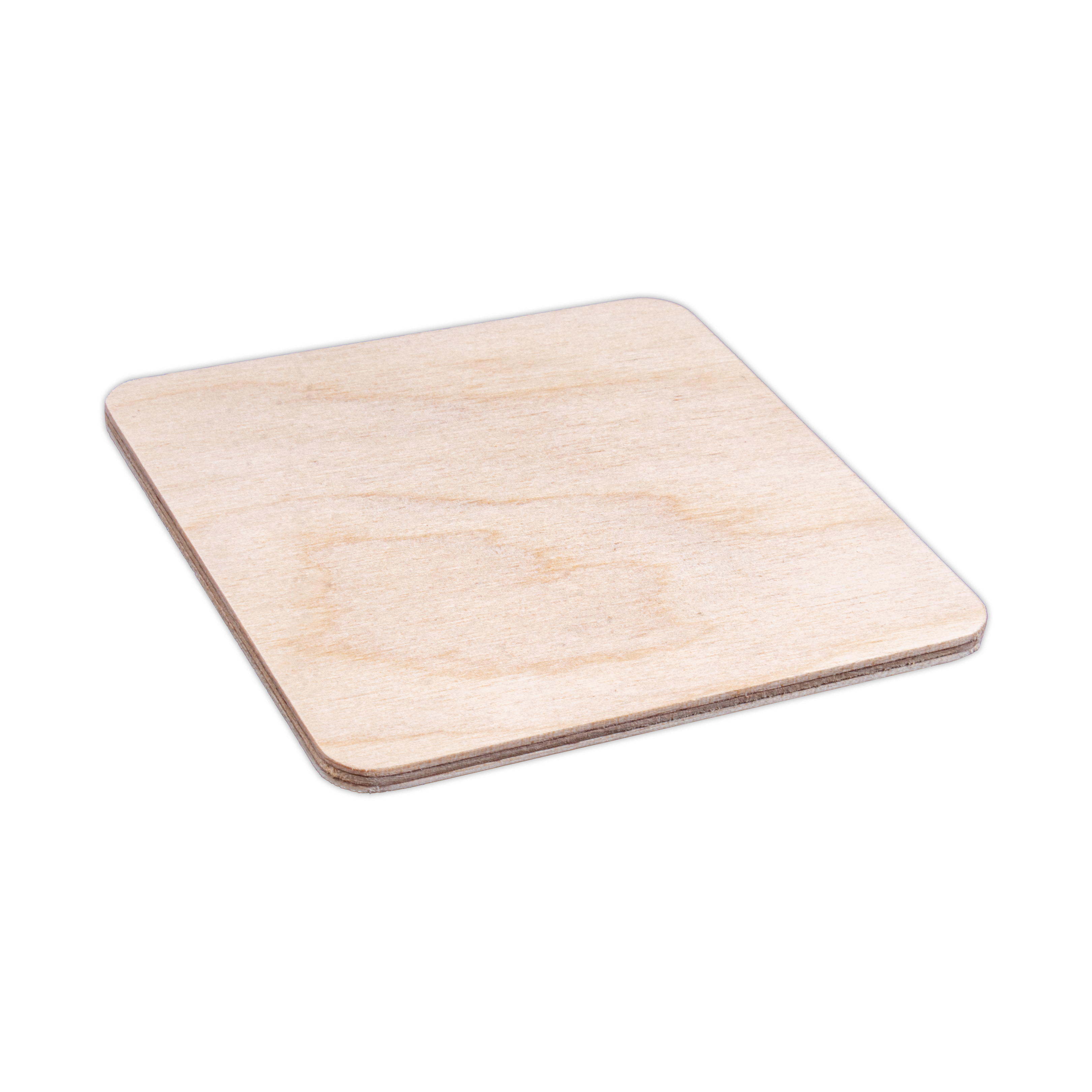 Coaster - Birch Wood, Square 4in X 4inch, 4mm Thick, Set of 4pc