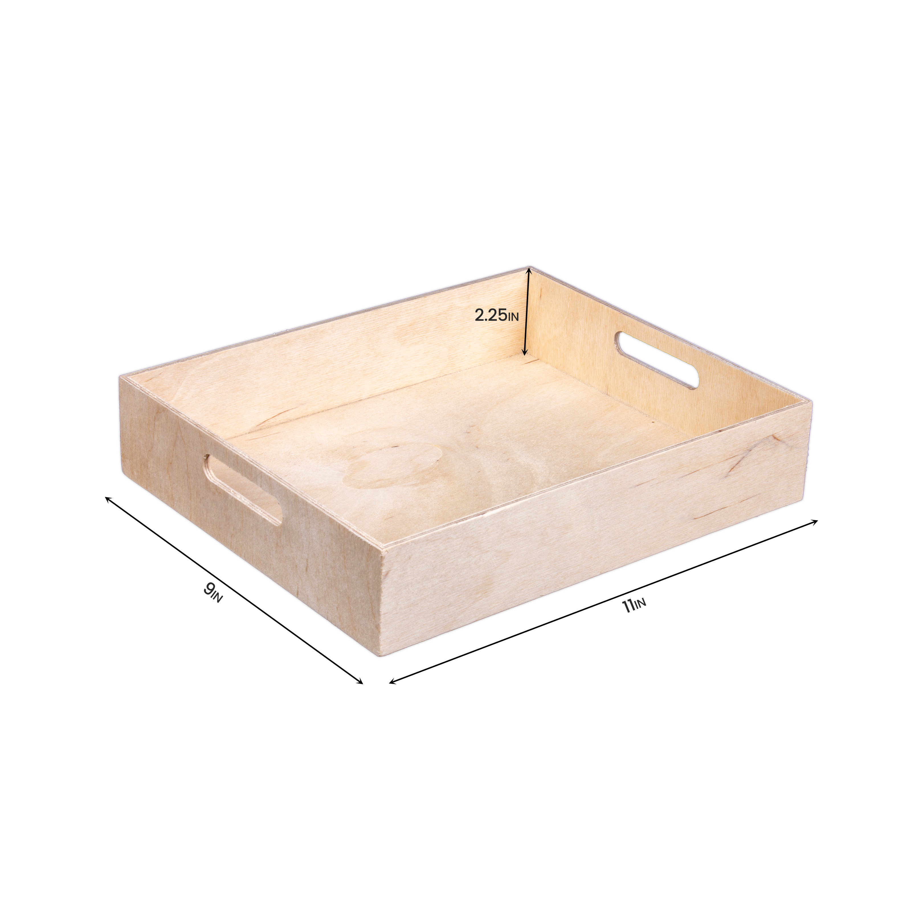 Wooden Gift Tray - Birch Wood, L9in x W11in x H2.25in, 1 pc