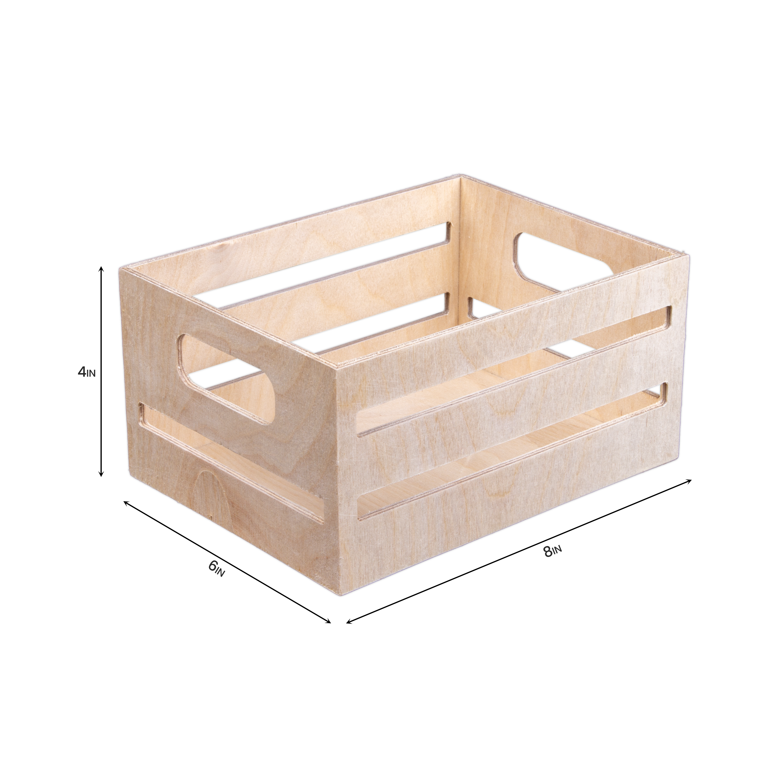 Wooden Utility Crate - Birch Wood, L6in x W8in x H4in, 1 pc