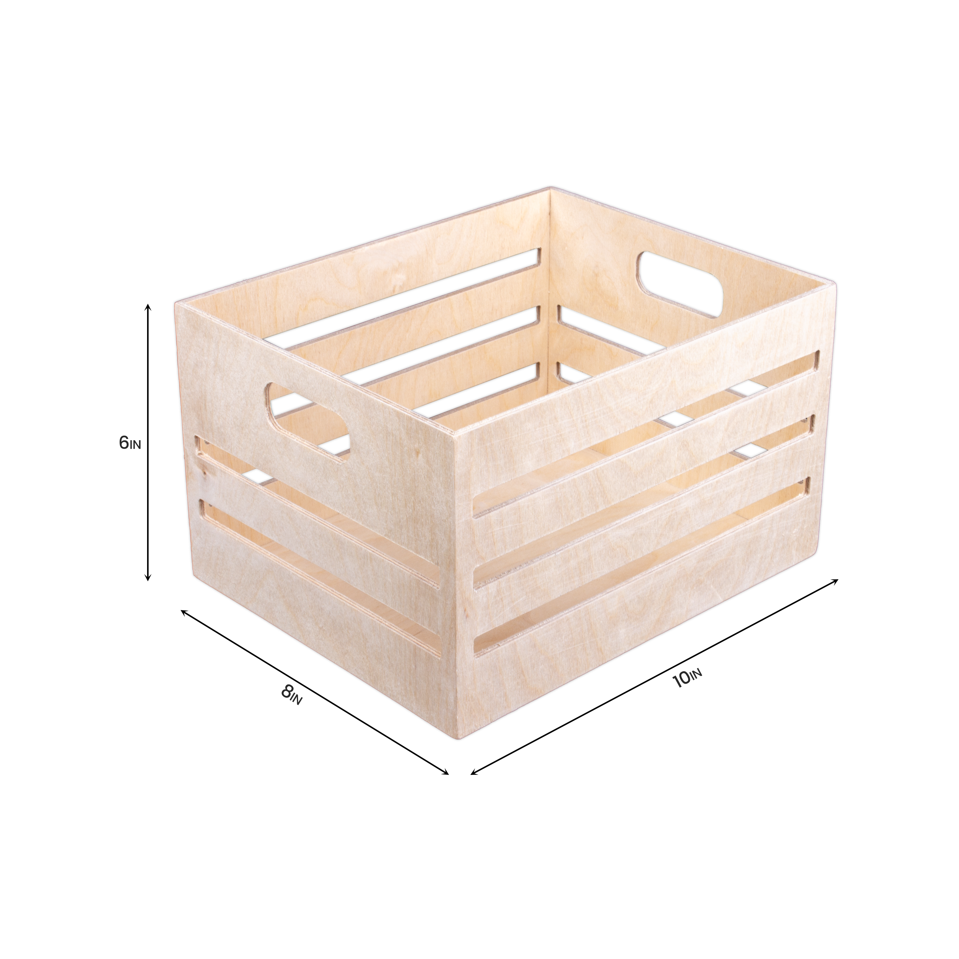 Wooden Utility Crate - Birch Wood, L8in x W10in x H6in, 1 pc