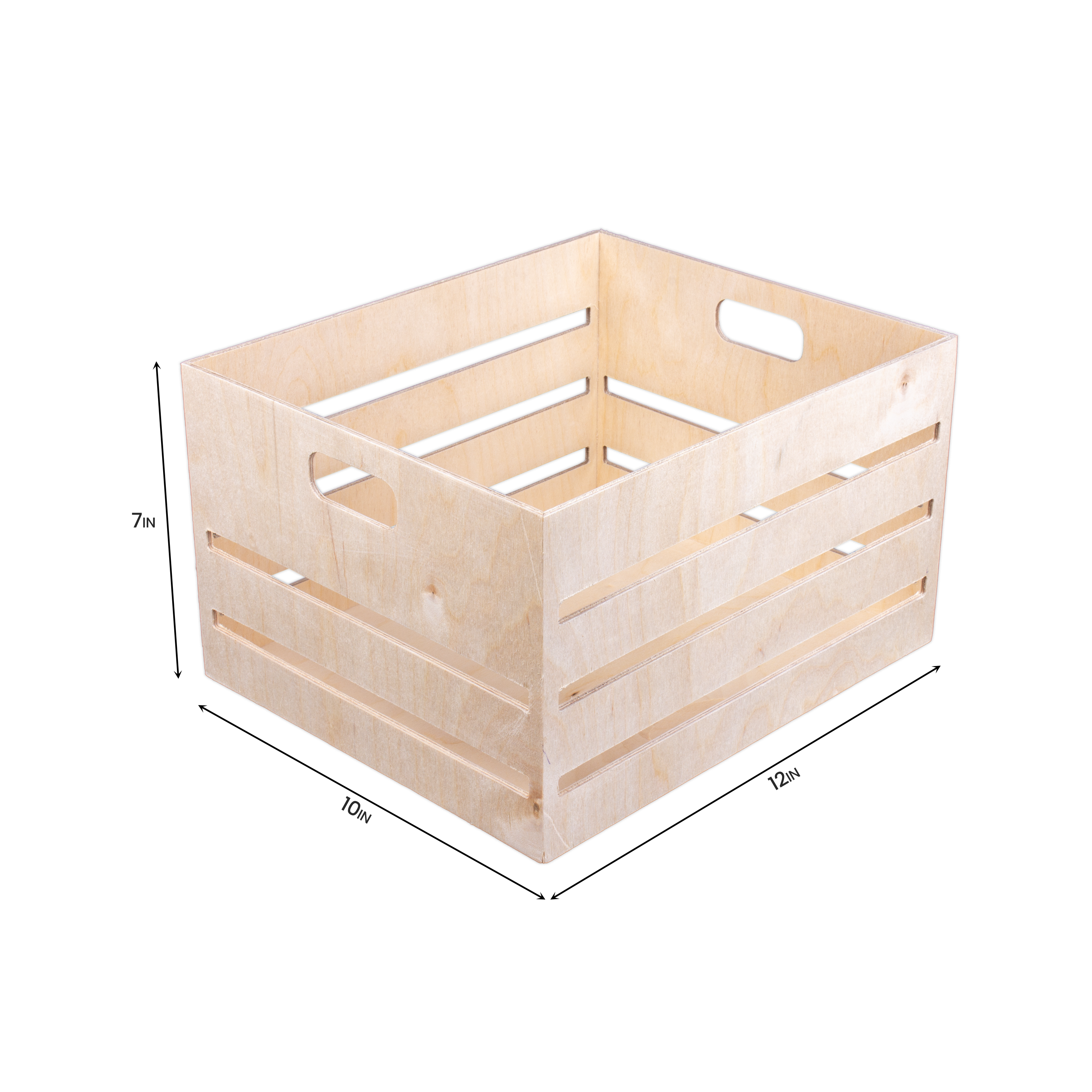 Wooden Utility Crate - Birch Wood, L10in x W12in x H7in, 1 pc