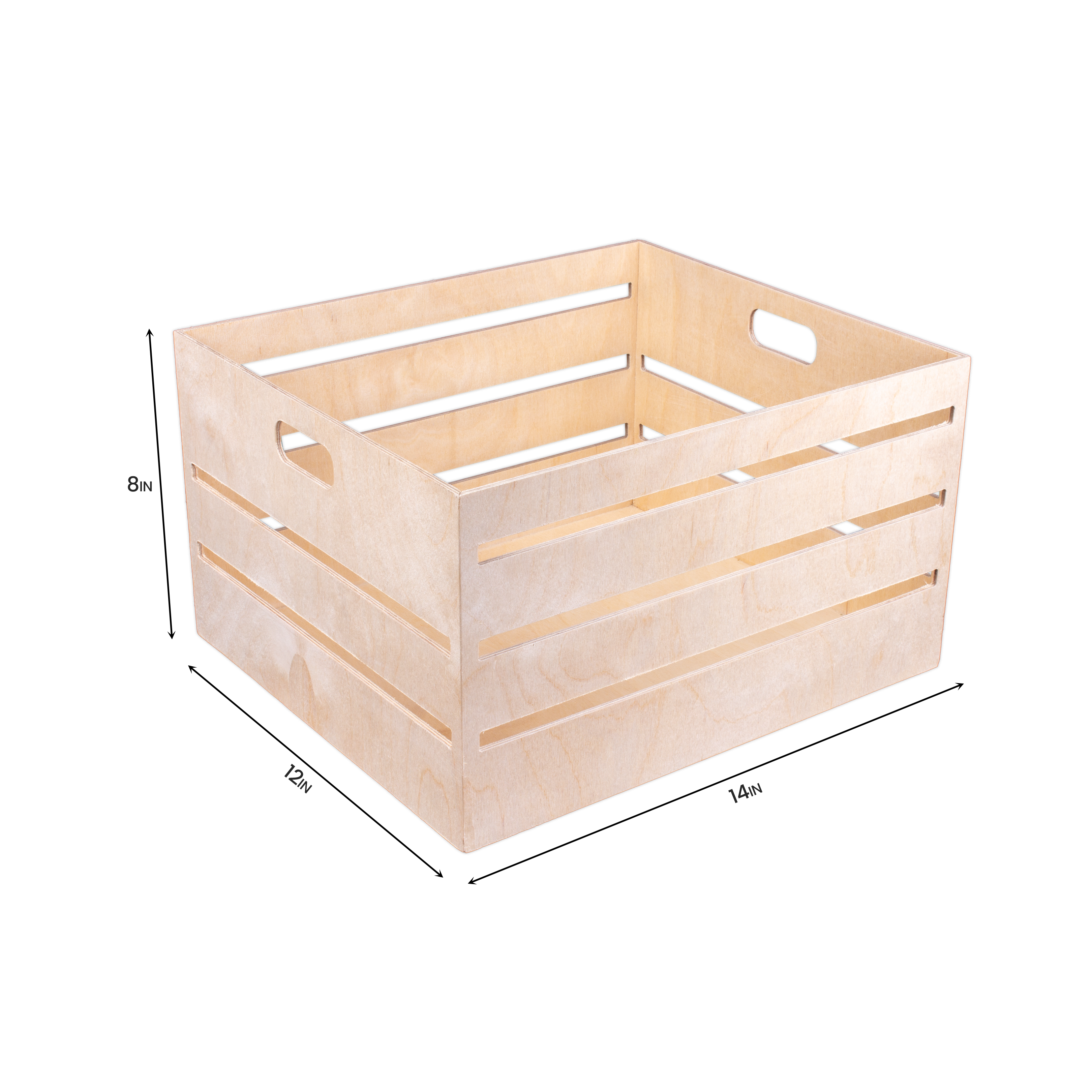 Wooden Utility Crate - Birch Wood, L12in x W14in x H8in, 1 pc