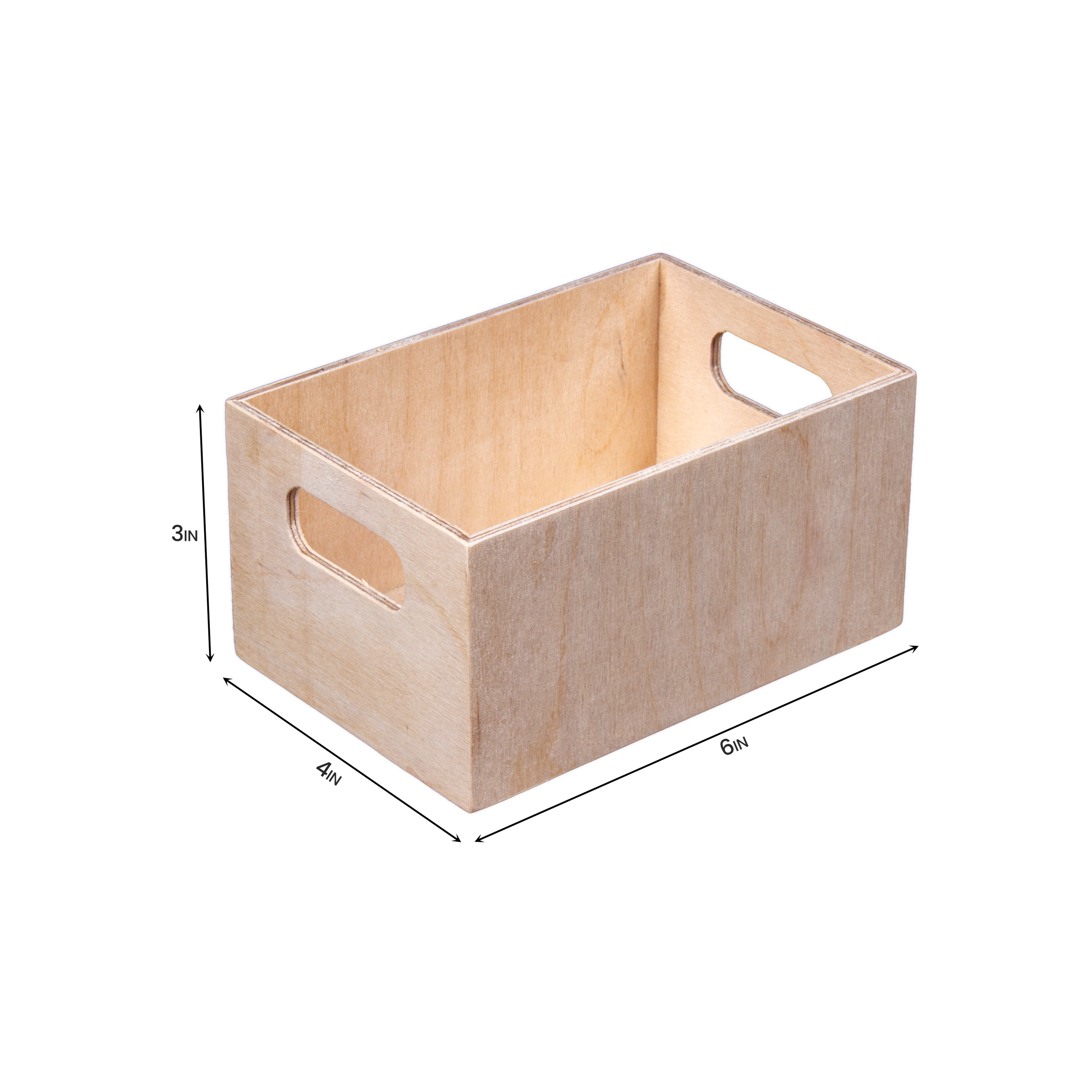 Wooden Storage Crate - Birch Wood, L4in x W6in x H3in, 1 pc