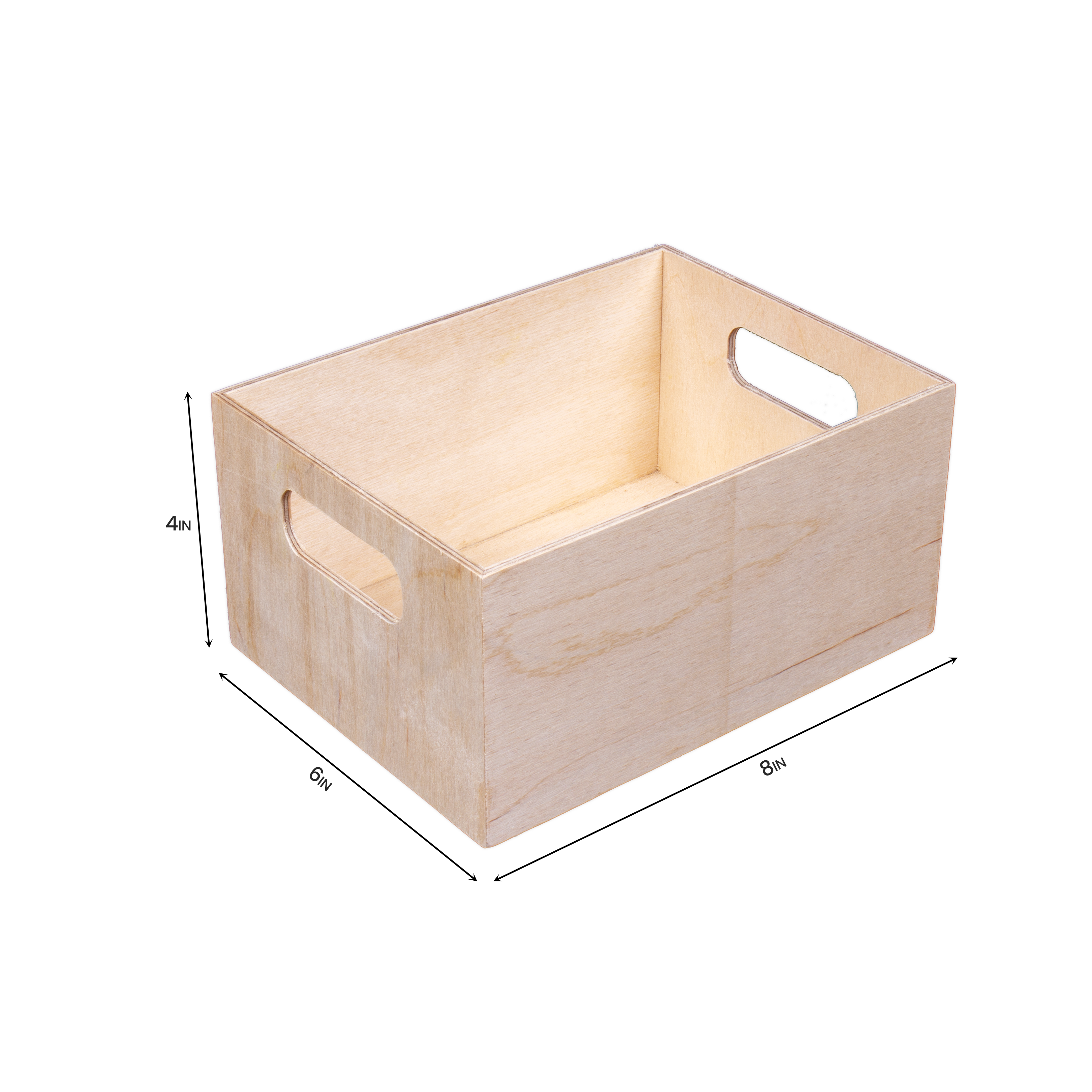 Wooden Storage Crate - Birch Wood, L6in x W8in x H4in, 1 pc