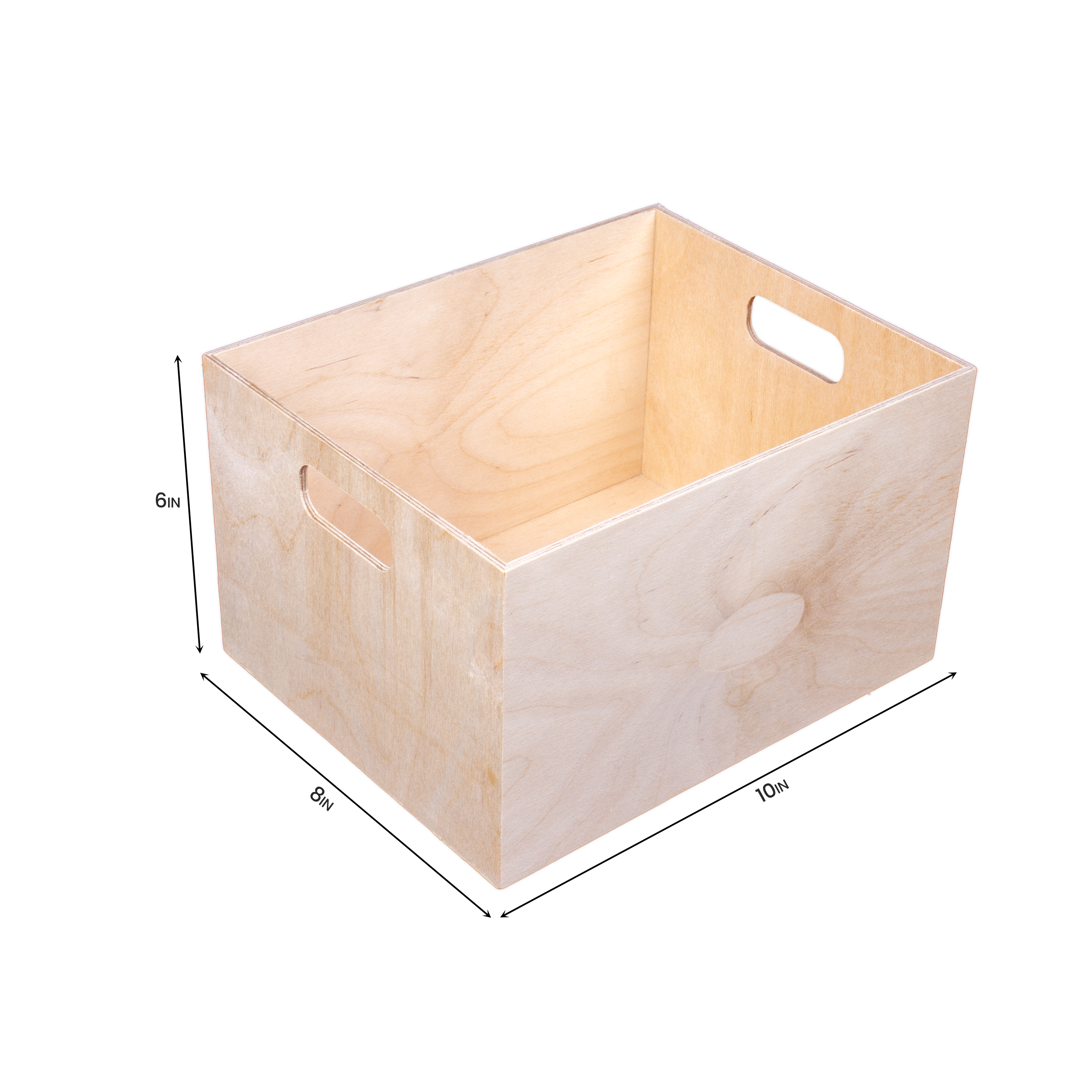 Wooden Storage Crate - Birch Wood L8in x W10in x H6in, 1 pc