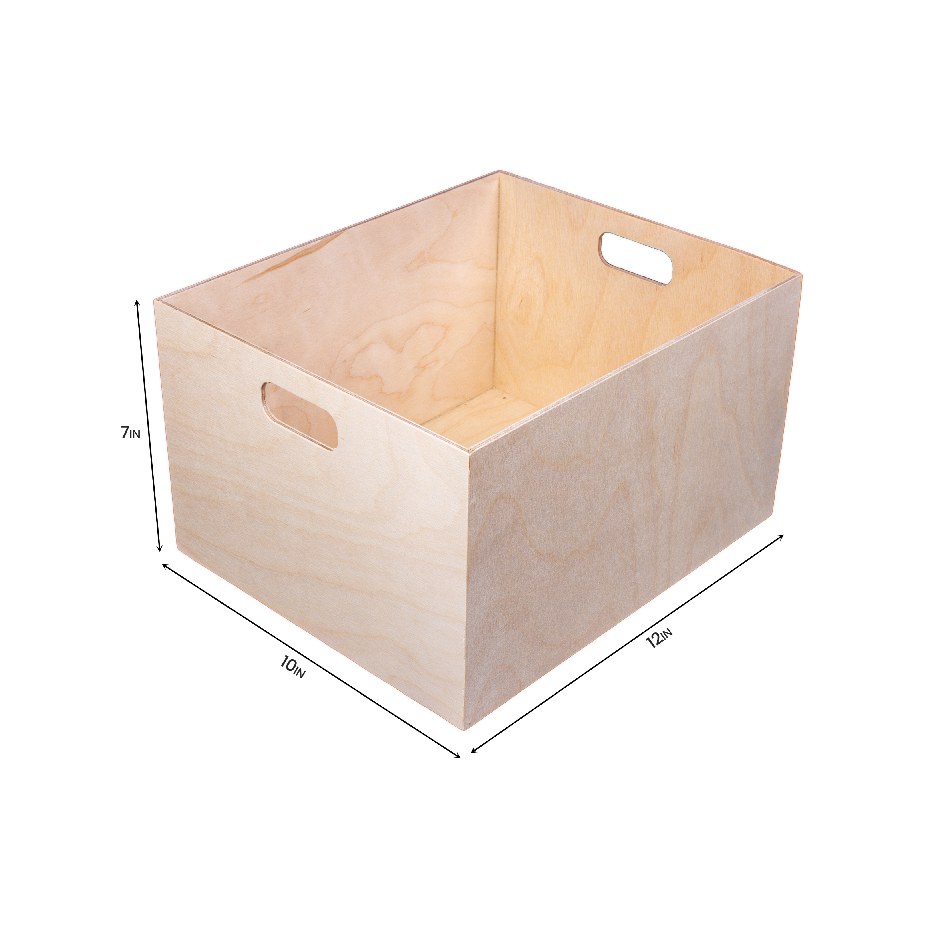 Wooden Storage Crate - Birch Wood, L10in x W12in x H7in, 1 pc