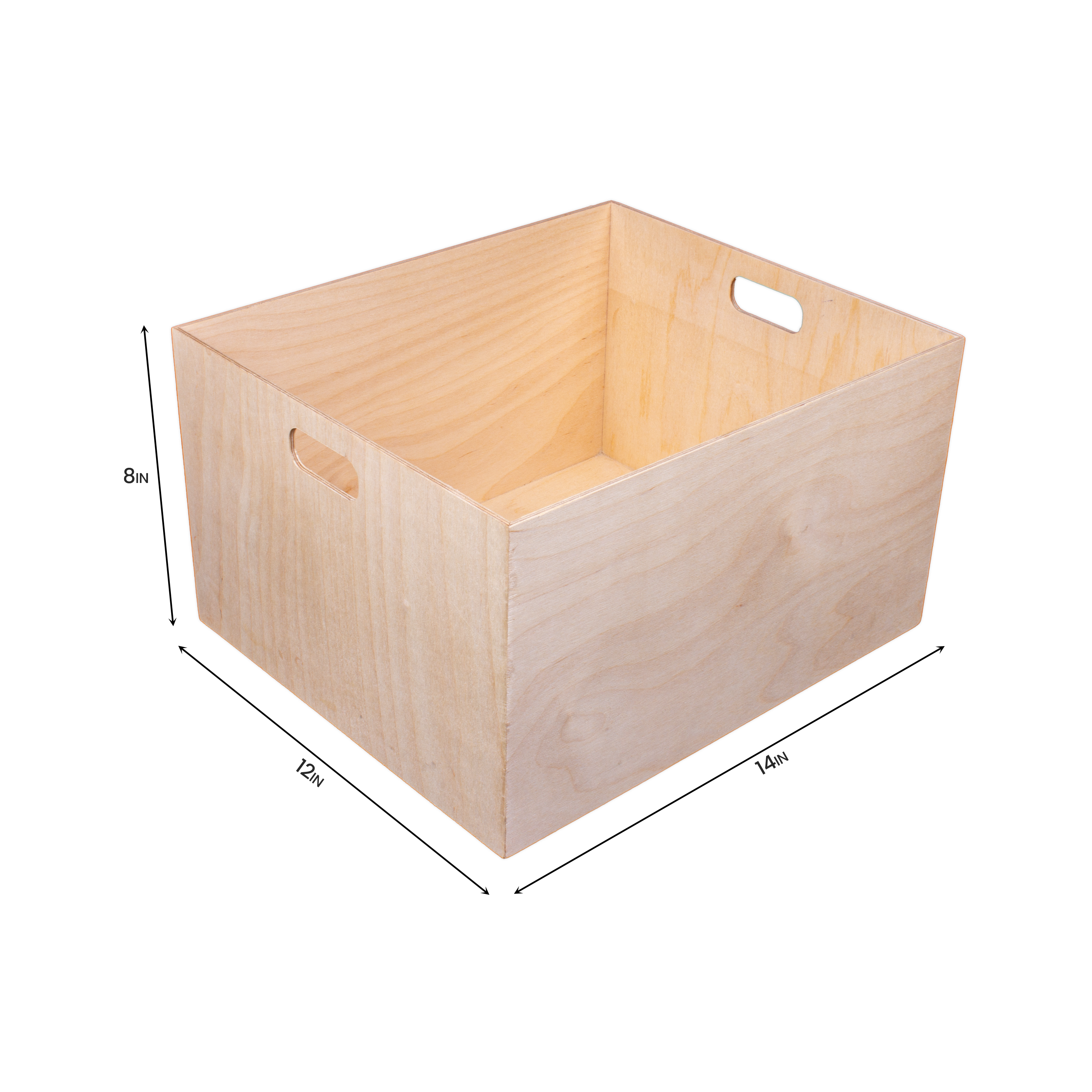 Wooden Storage Crate - Birch Wood, L12in x W14in x H8in, 1 pc