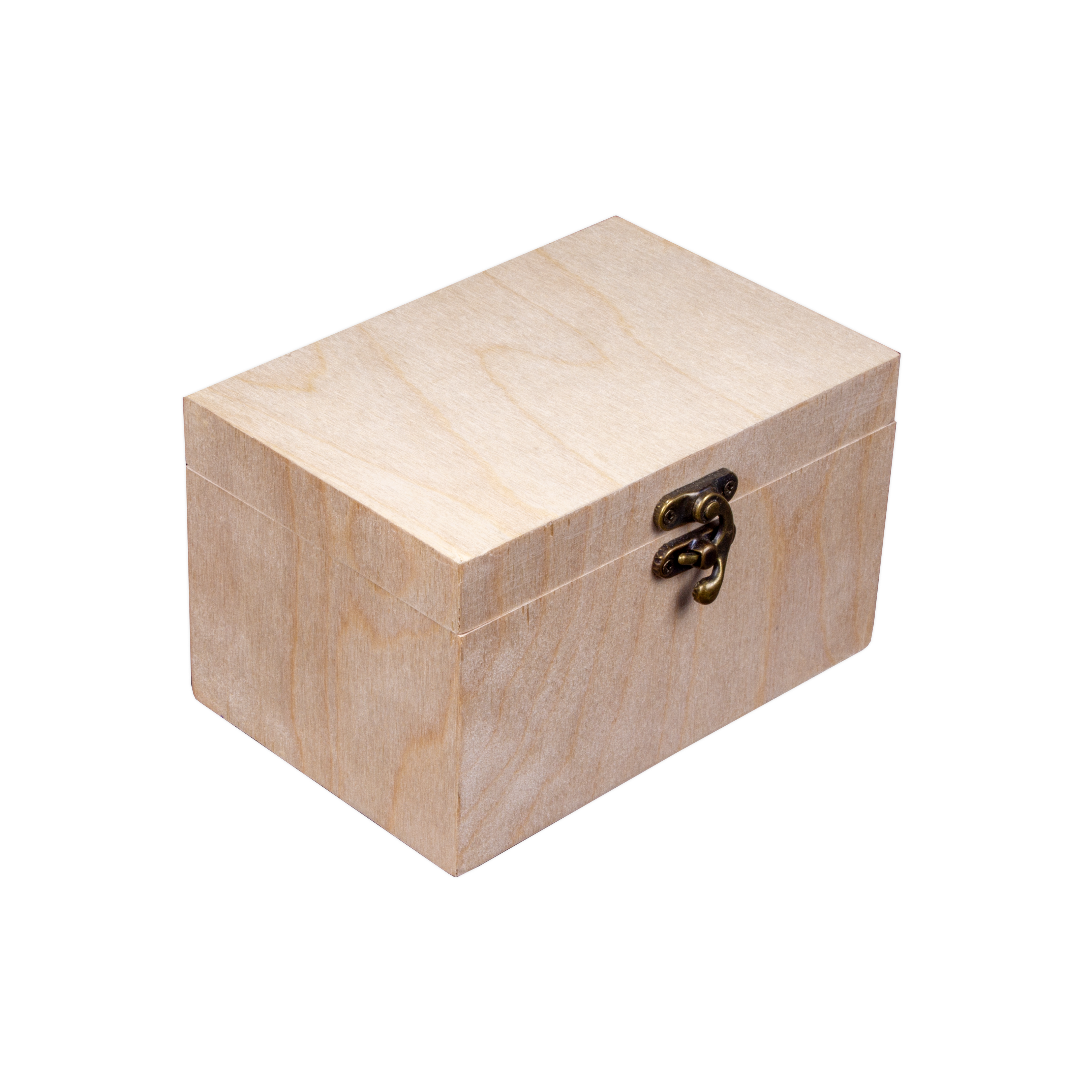 Wooden Trinket Box With Metal Latch - Birch Wood, L4in x W3in x H2.75in, 1 pc