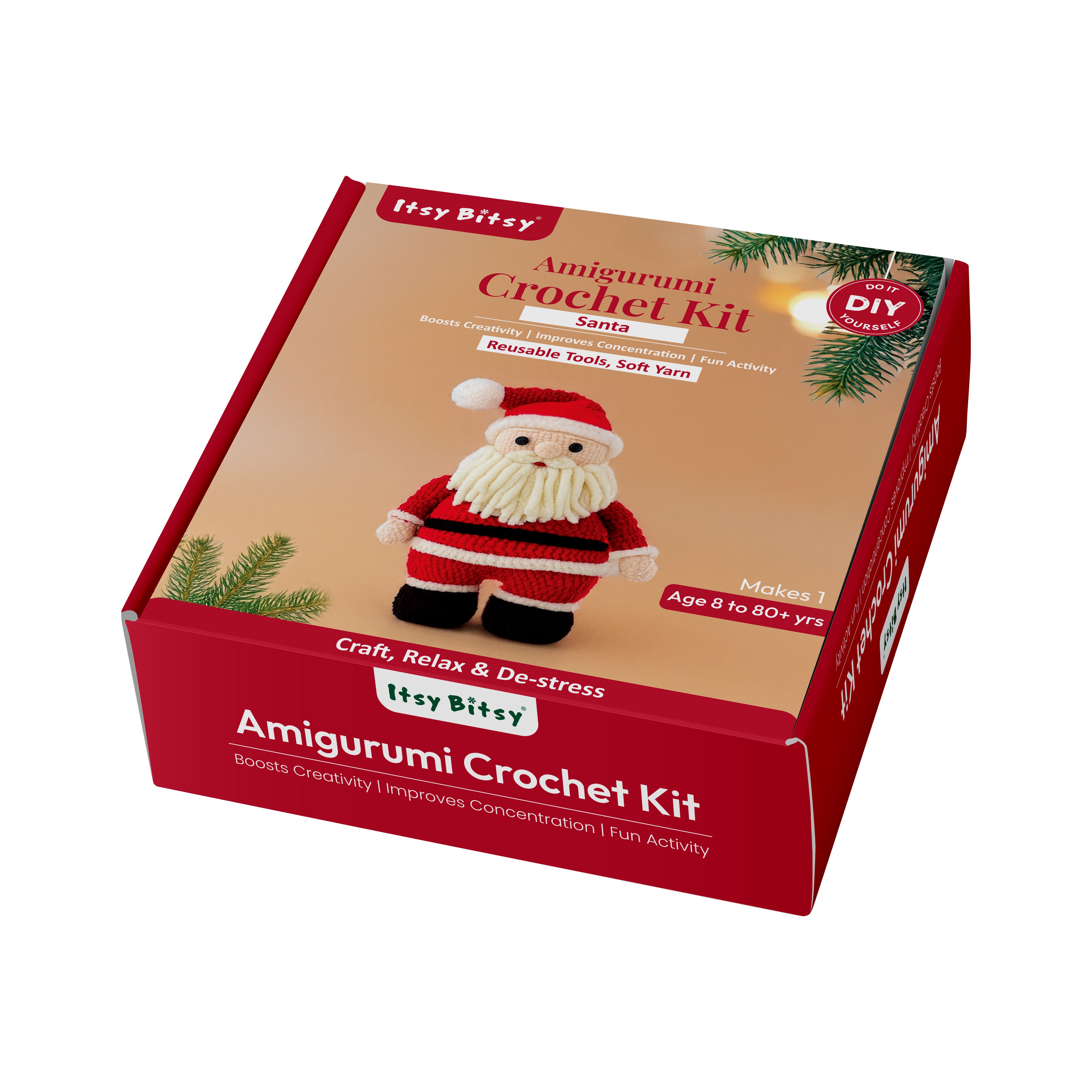 Christmas DIY Amigurumi Crochet Kit Santa 9 x 6 Inch 1Box