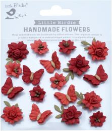 Handmade Flowers Cloria Scarlet Blend 18pc