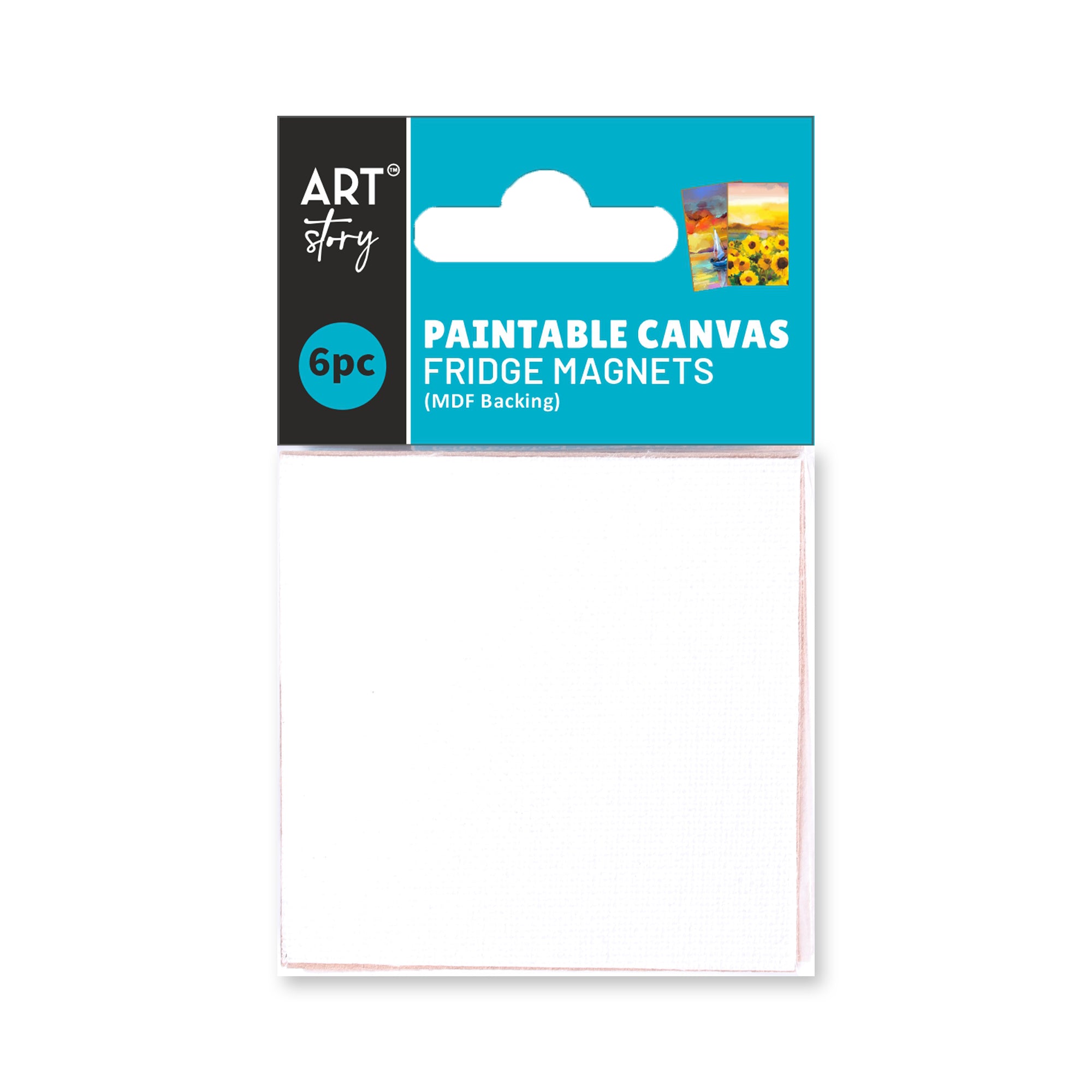 Paintable MDF Canvas Fridge Magnet 2 X 2 Inch 2mm Thick 6Pc