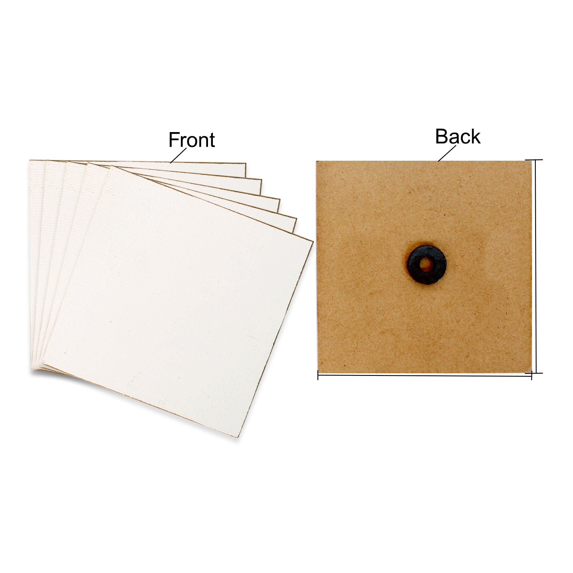 Paintable MDF Canvas Fridge Magnet 2 X 2 Inch 2mm Thick 6Pc