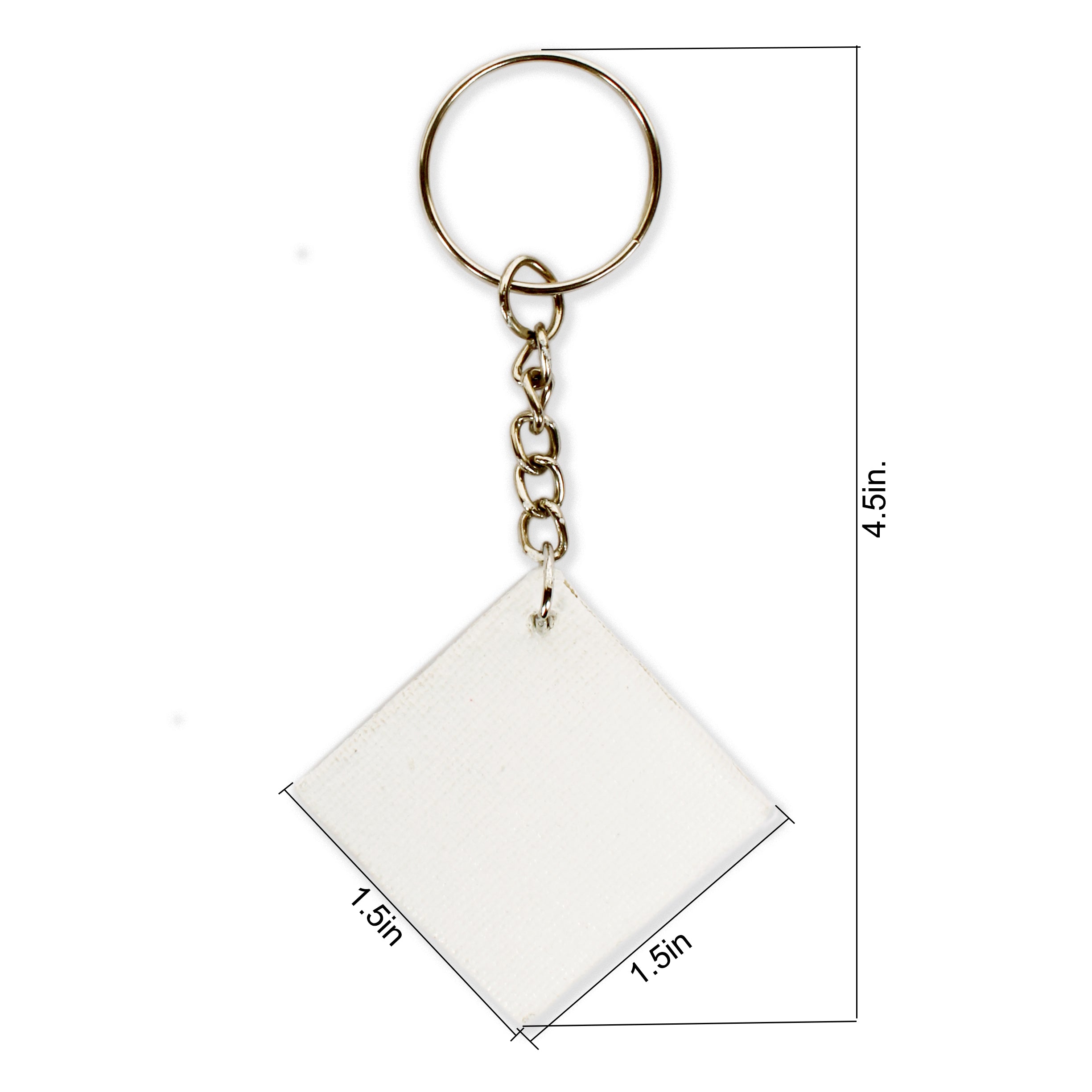 Paintable MDF Canvas Keychain 1.5 X 1.5 Inch 2mm Thick 6Pc