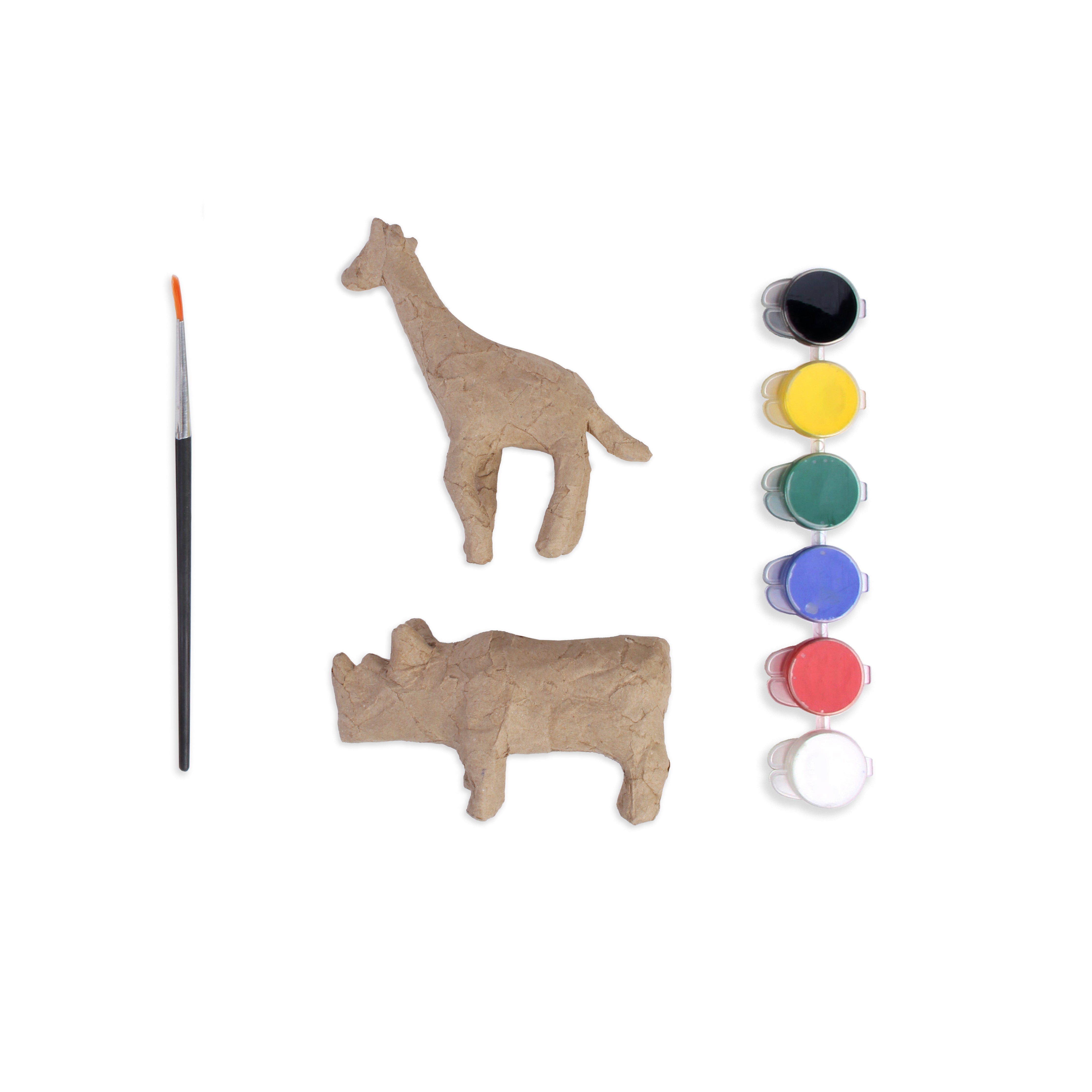 Paper Mache Painting Kit Giraffe And Rhinoceros