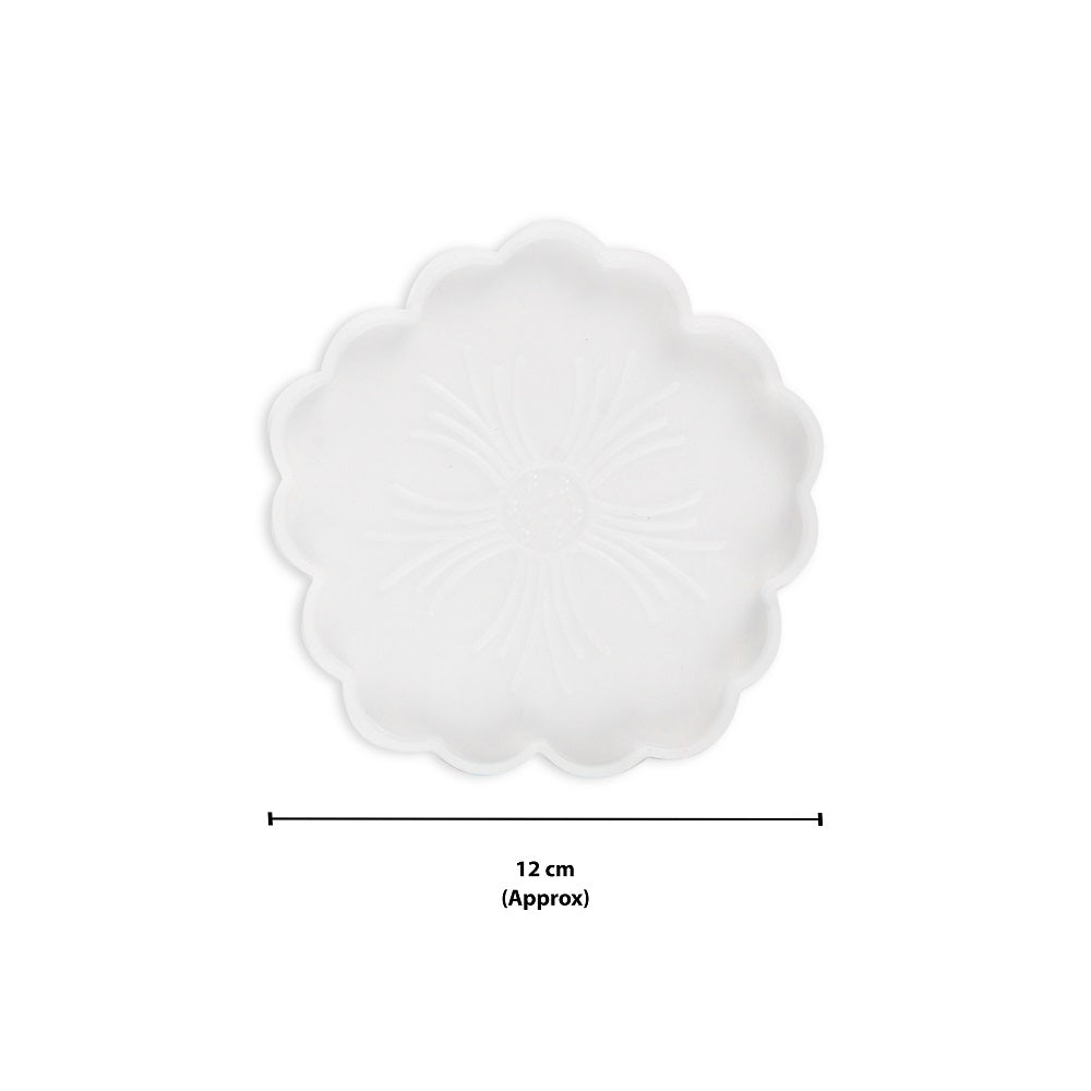 Silicone Mould Engraved Flower Coaster 5inch Dia 1pc