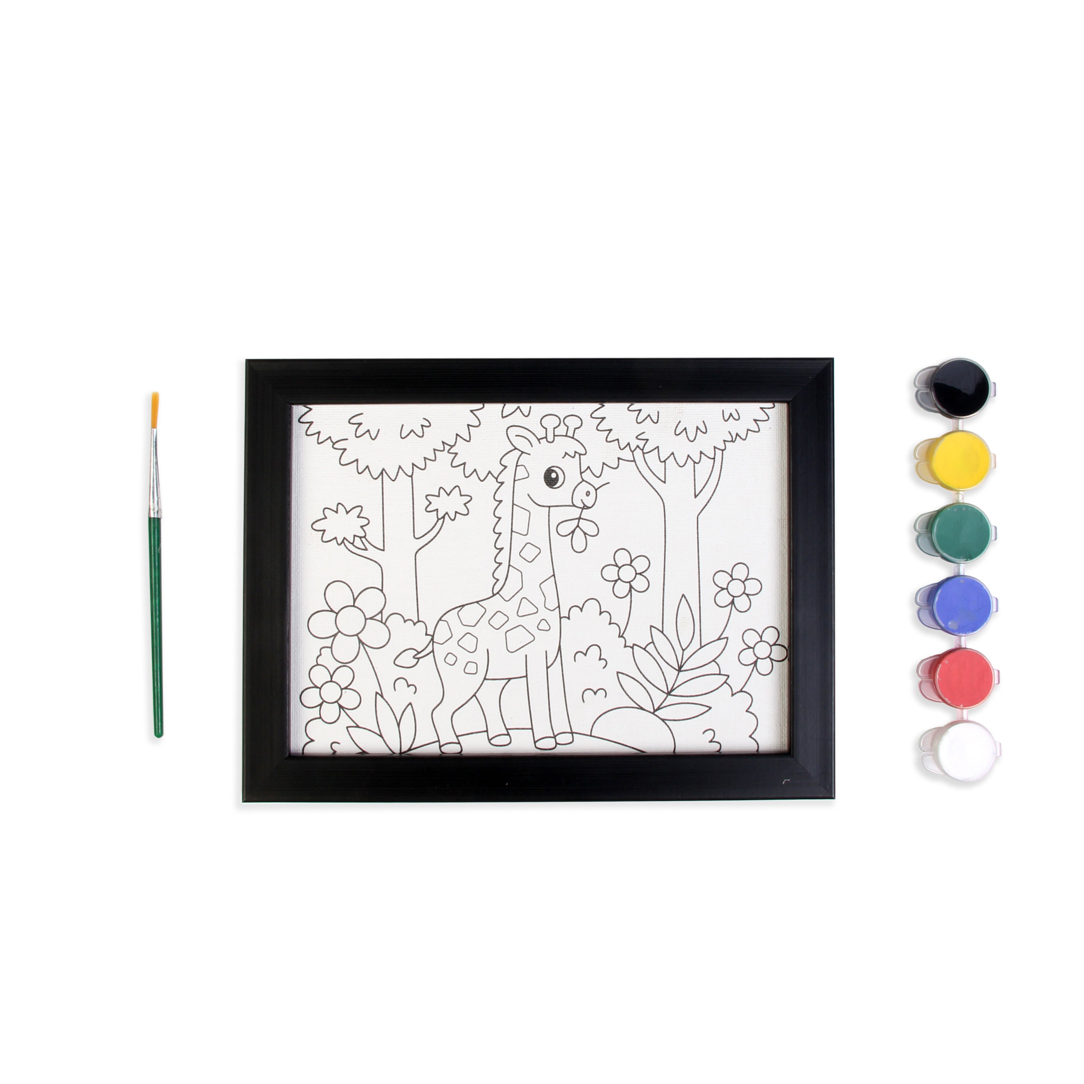 Pre-printed Canvas With Frame Giraffe Painting Kit 5 X 7inch