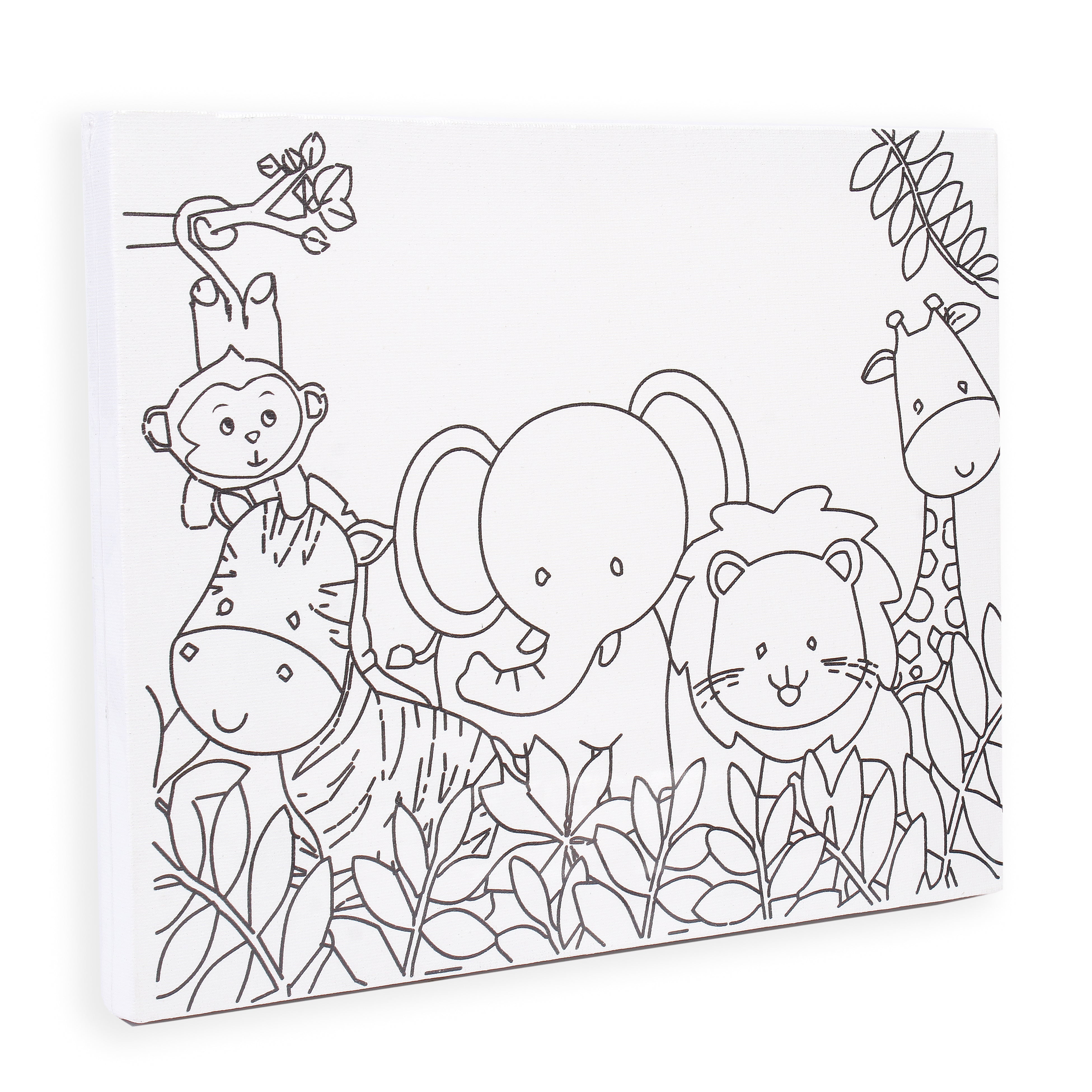 Pre -printed Canvas With Colours Jungle Friends Painting Kit 8 X10inch
