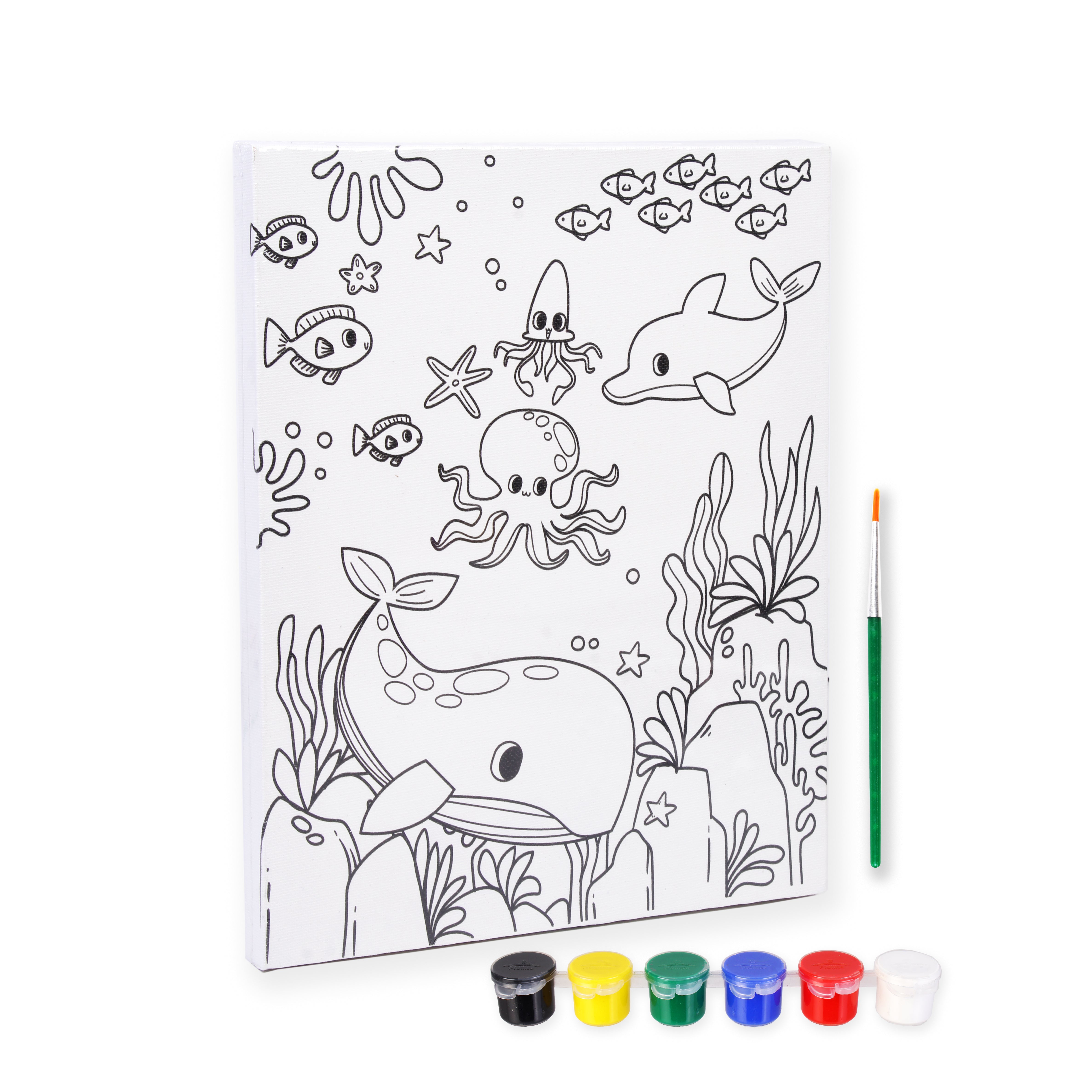 Pre -printed Canvas With Colours Sea Life Painting Kit 8 X10inch