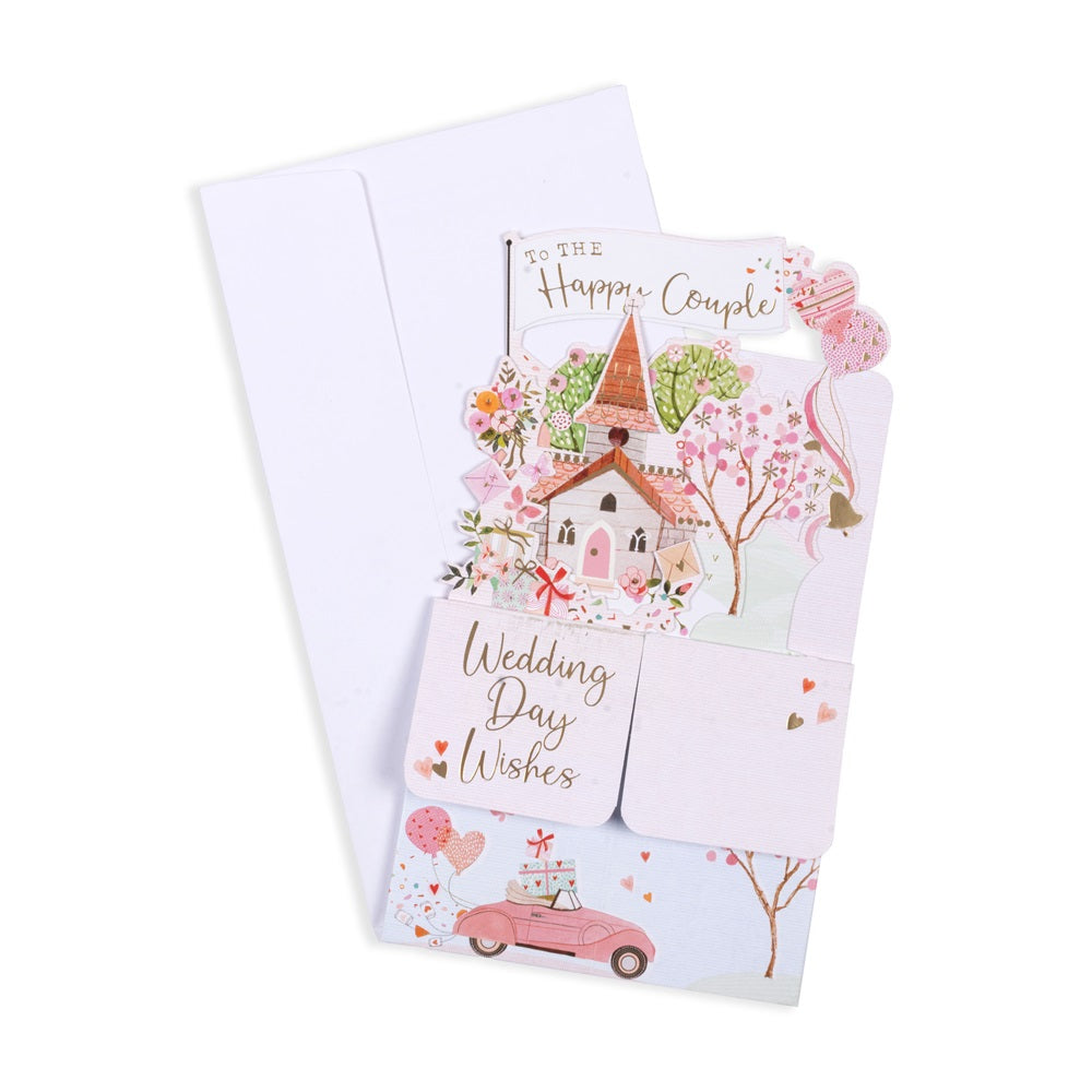 3D Pop Up Greeting Card & Envelope - Wedding Day Wishes