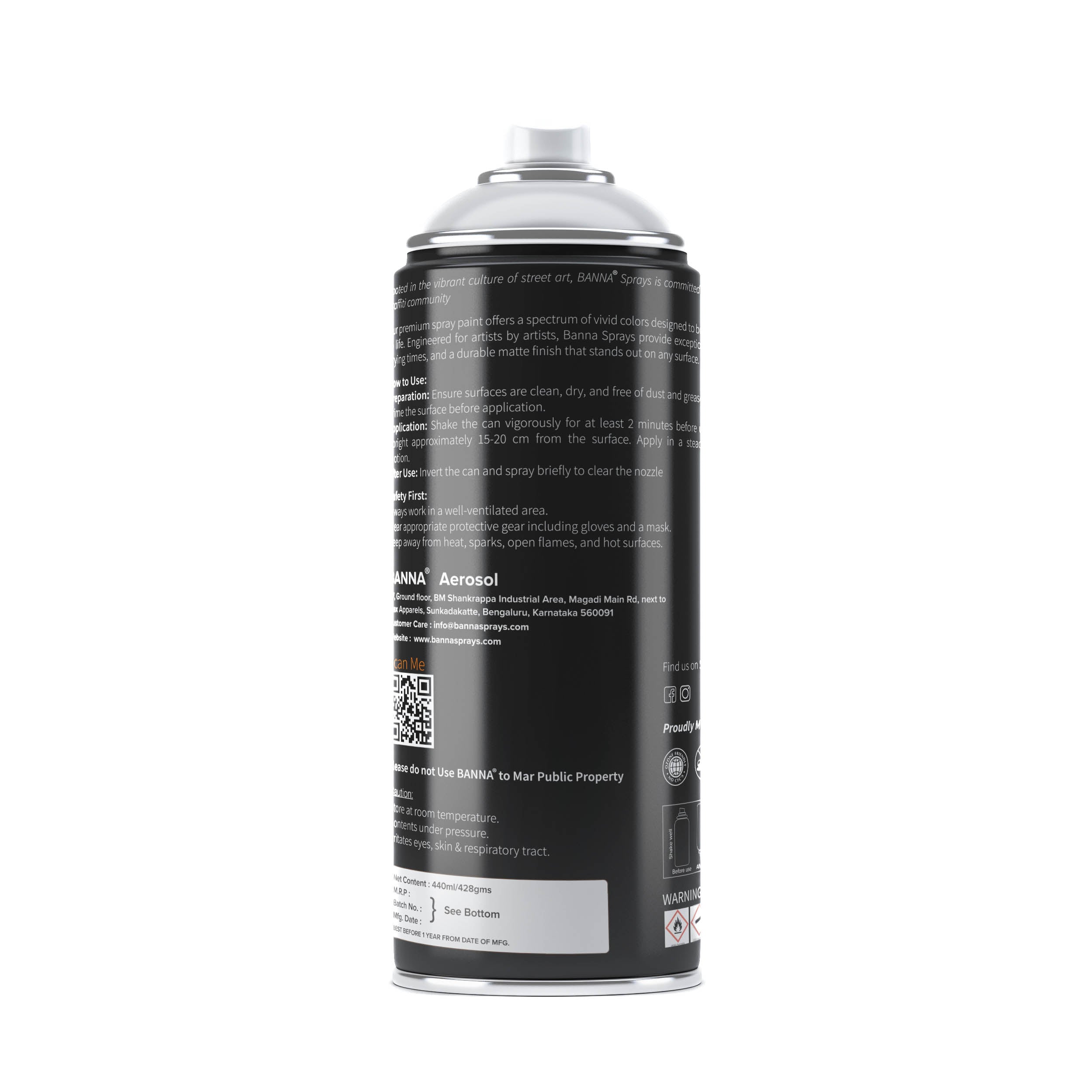 Graffiti Spray Paint Dark Grey 400ml Bottle