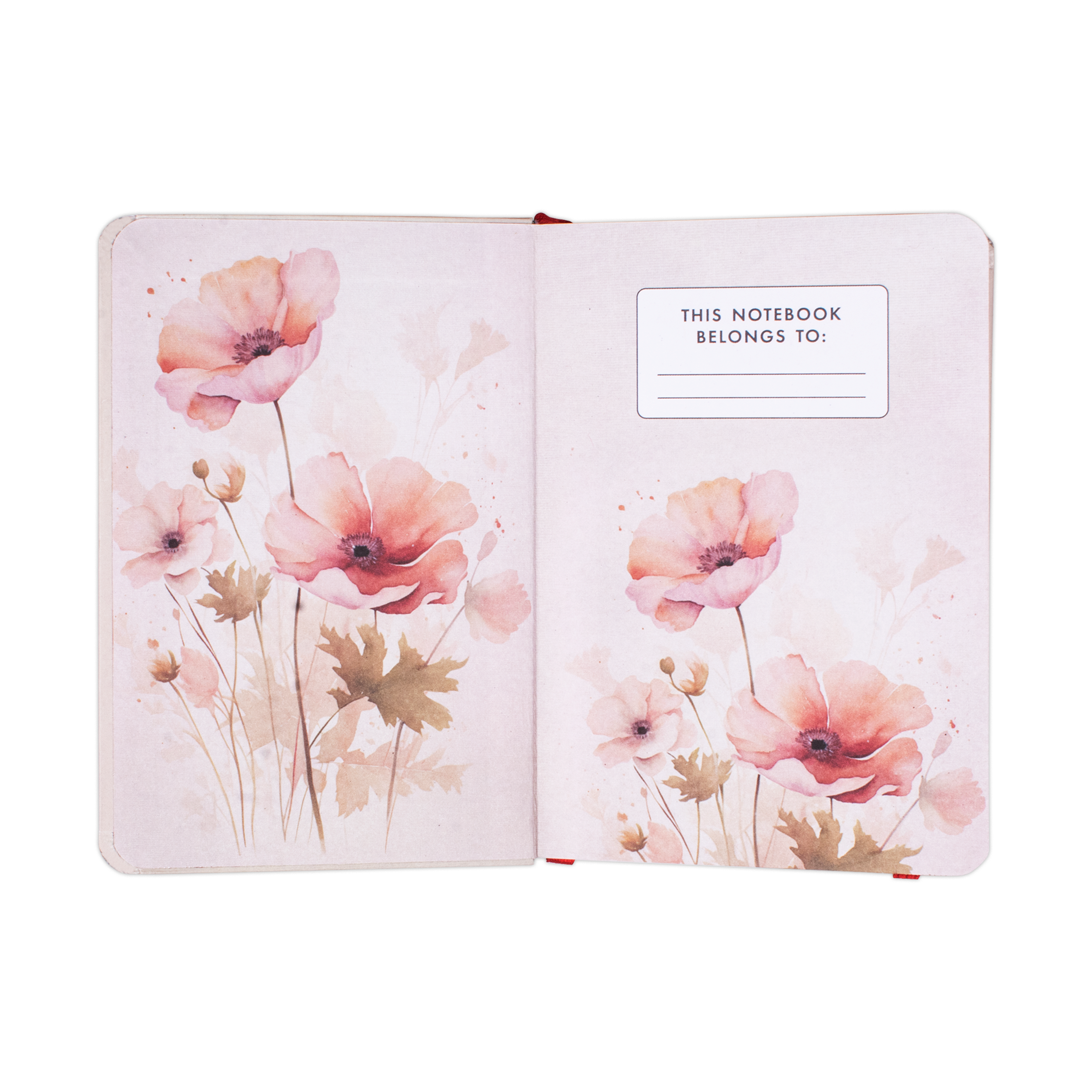Hardbound Ruled Notebook Wildflower Edge Printed With Elastic Band A6 192pages 100gsm