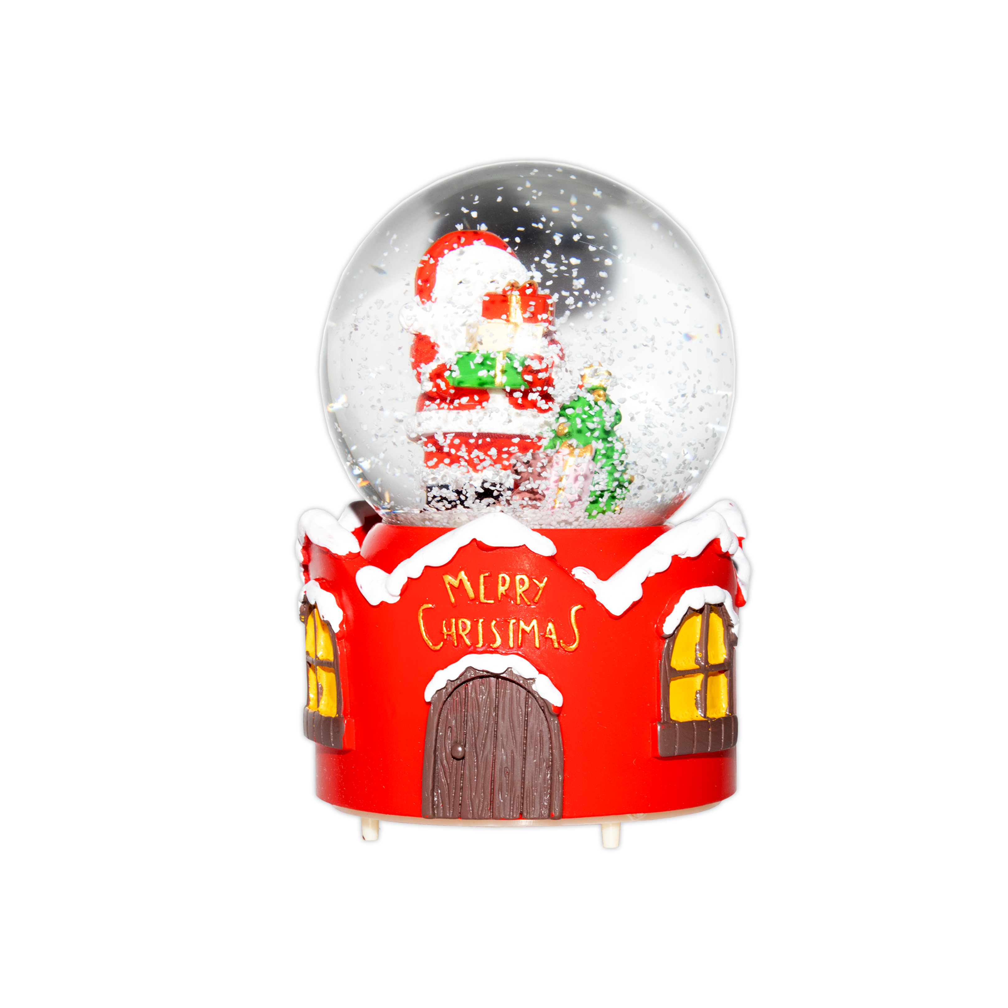 Christmas Musical Snow Globe Santa With Gift Box Teddy And Tree 5inch 1pc Box IB