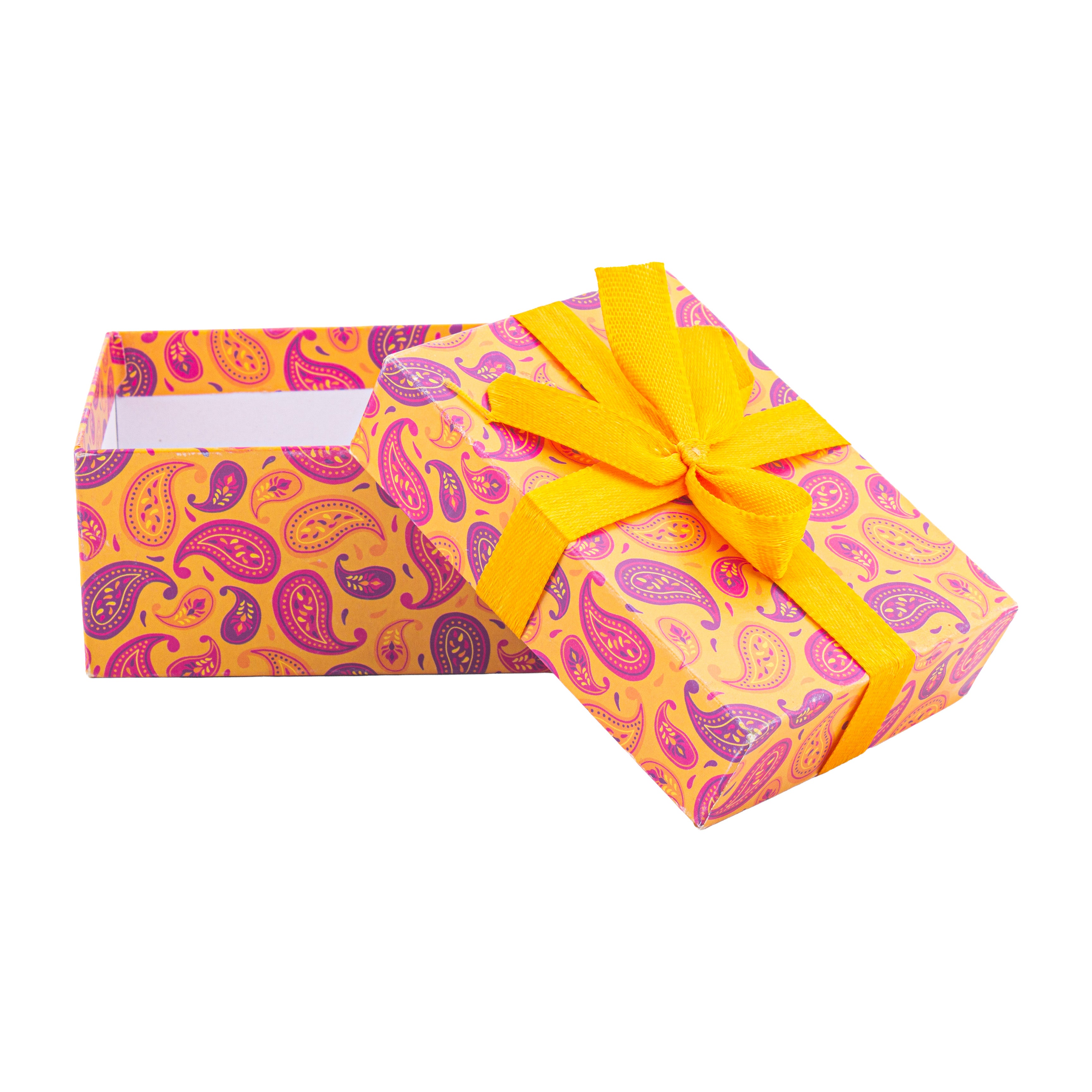 Gift Box Ornate Paisley With Bow L10.5 X W8 X D5.4cm 1Box