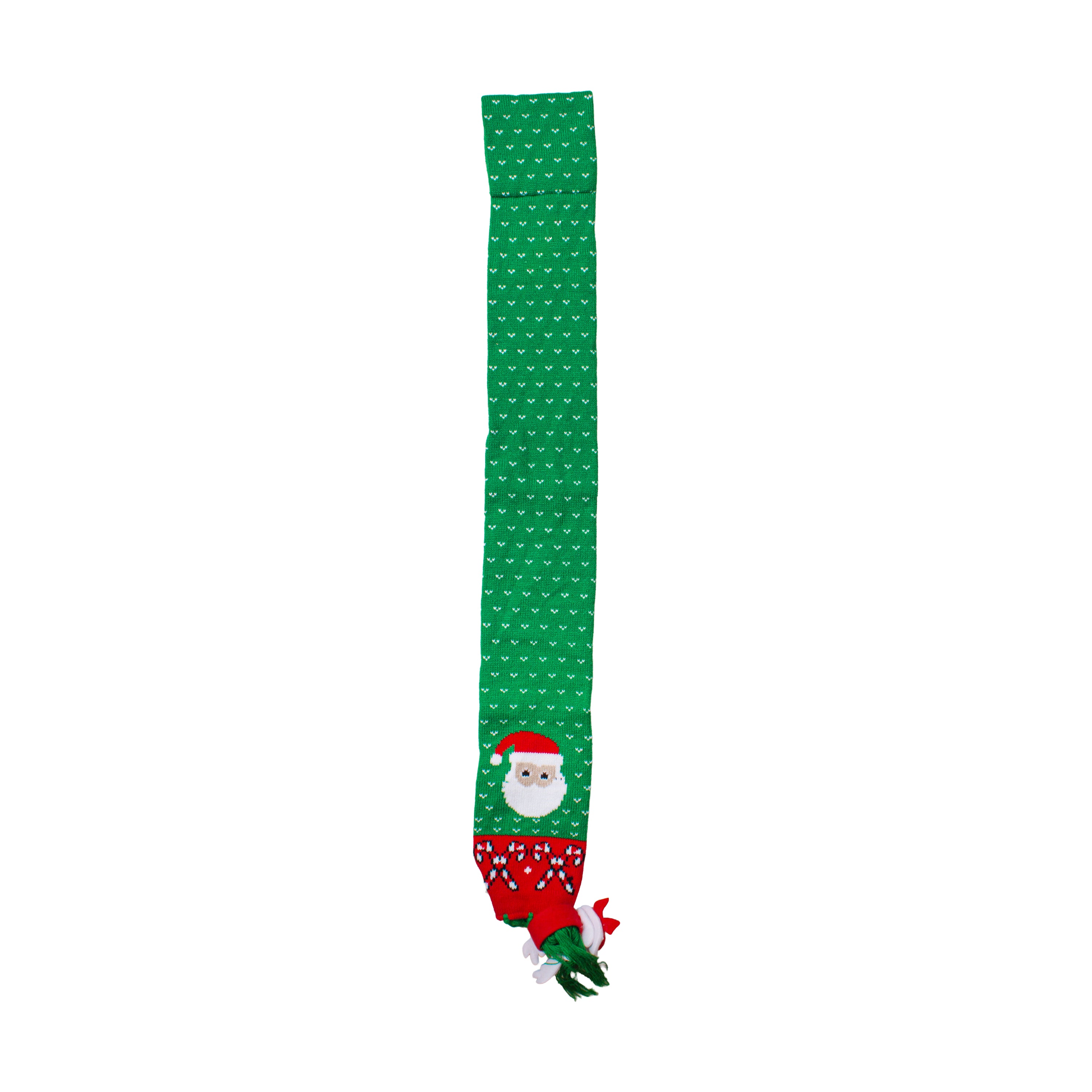 Christmas Knitted Scarf Santa Unisex Adult/Kids Green H40inch X W4.5inch