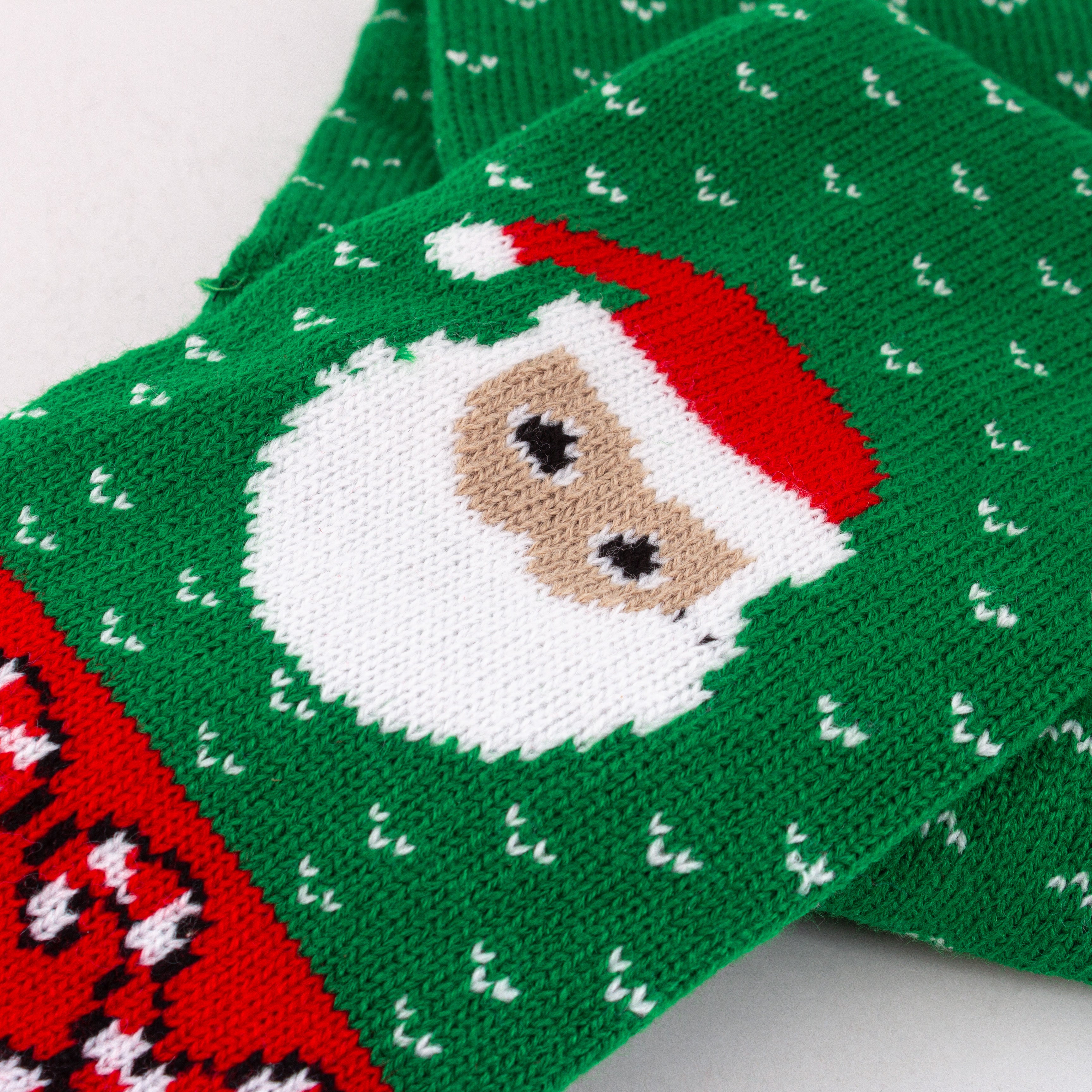 Christmas Knitted Scarf Santa Unisex Adult/Kids Green H40inch X W4.5inch