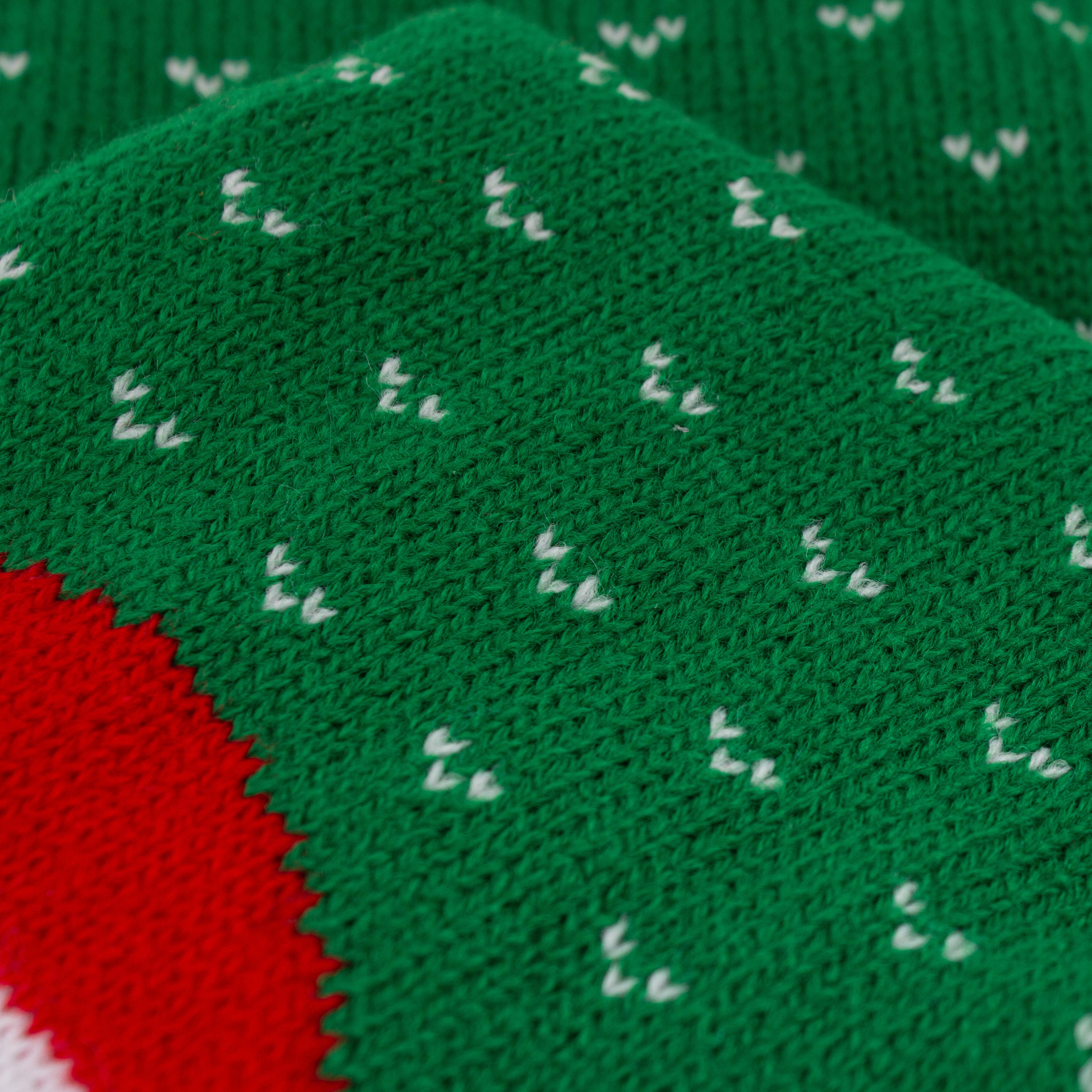 Christmas Knitted Scarf Santa Unisex Adult/Kids Green H40inch X W4.5inch