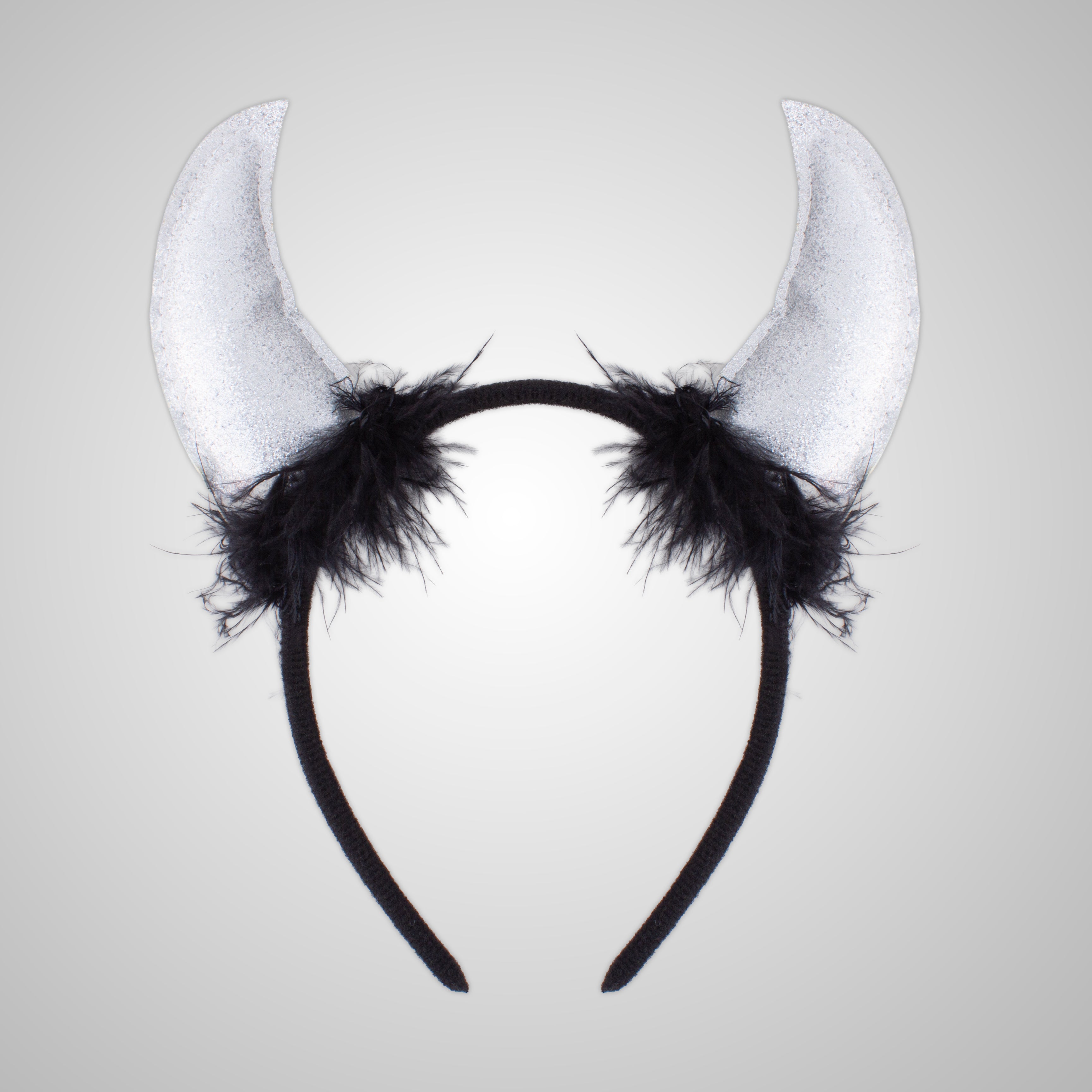 Halloween Devil Horn Hair band Sparkly Silver 1pc