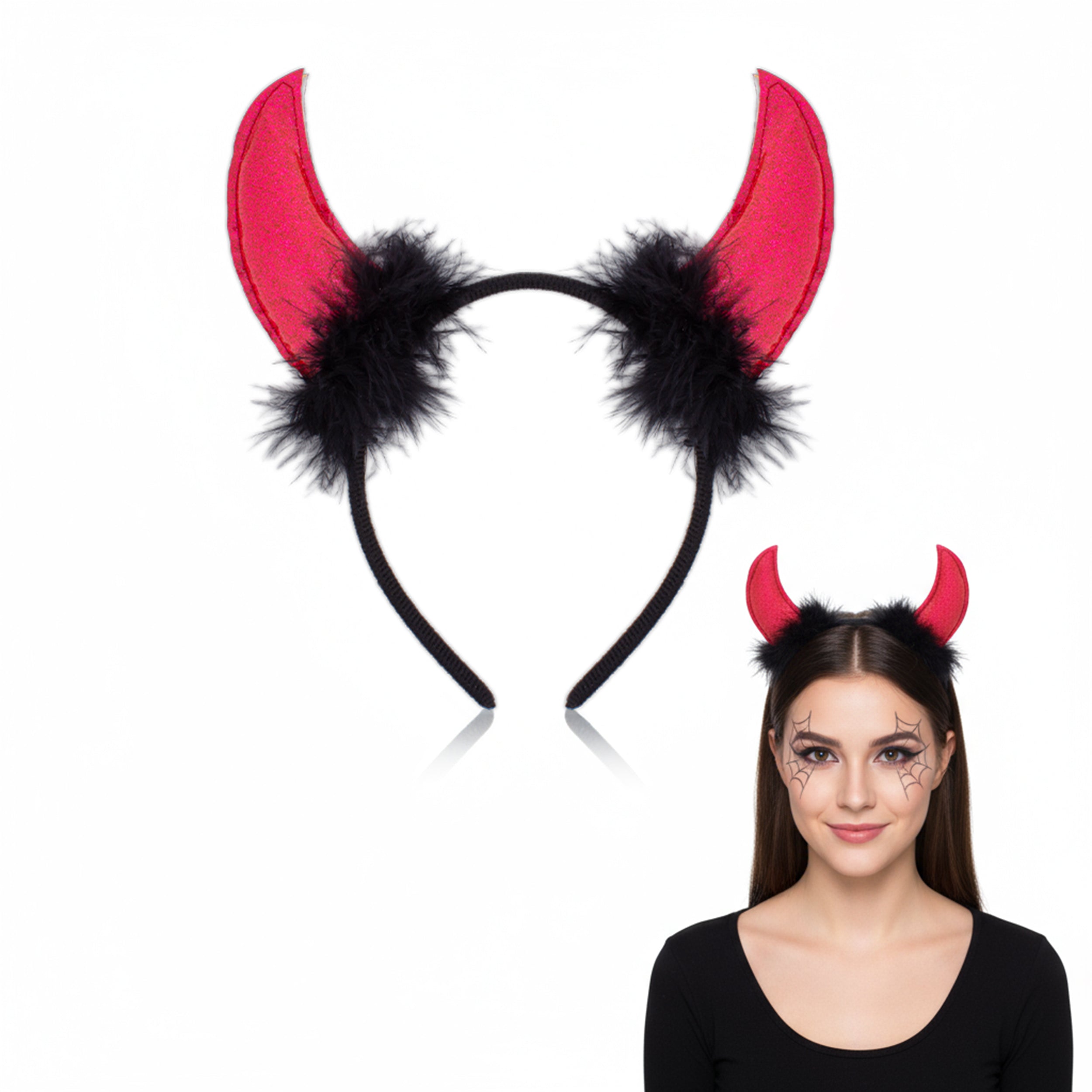 Halloween Devil Horn Hair band Sparkly Red 1pc