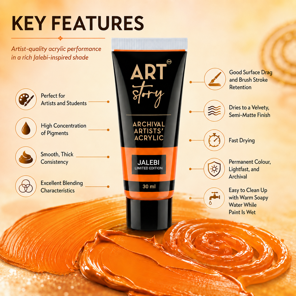 Artists Acrylic Colour Jalebi 30ml Tube