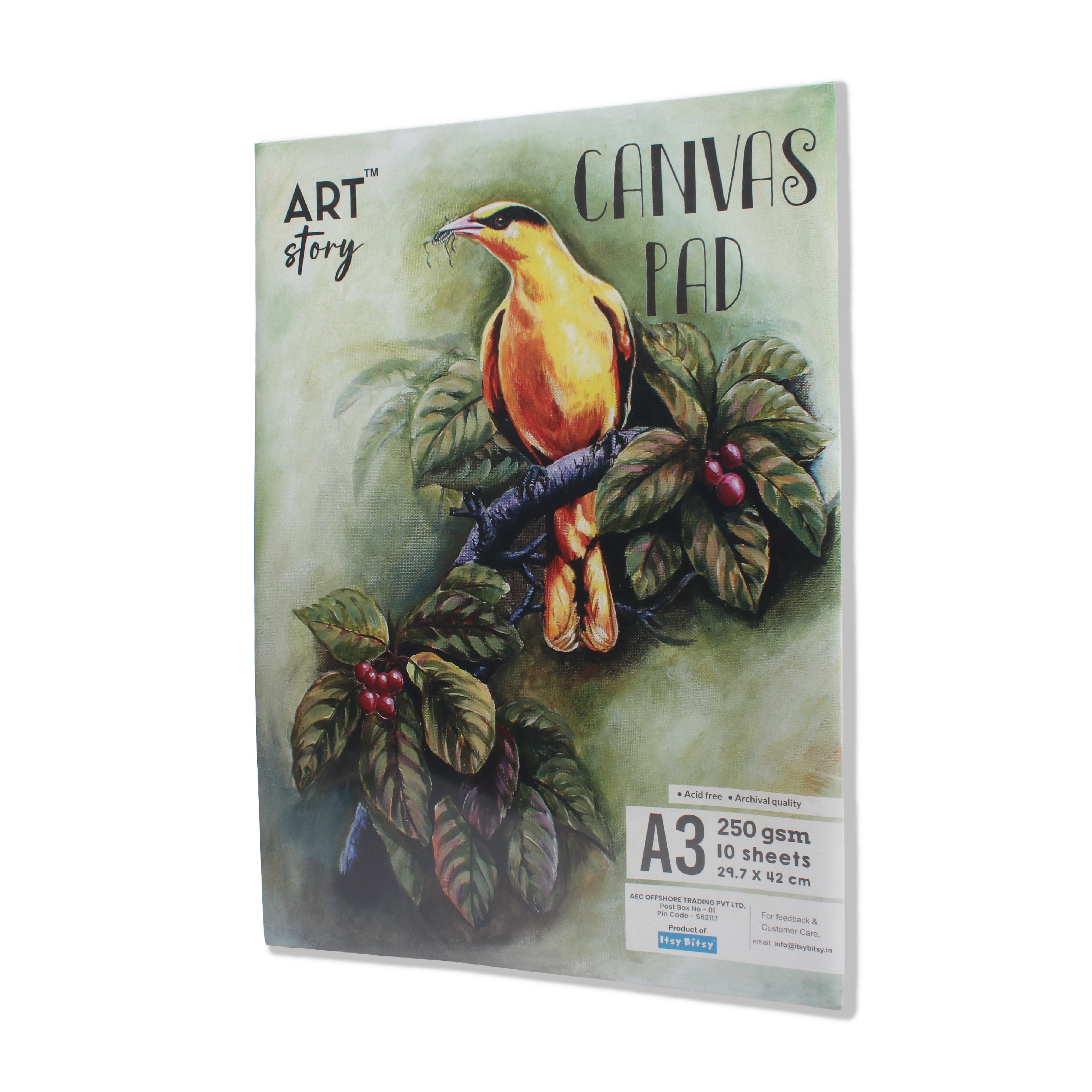 Itsy Bitsy Canvas Pad A3size,29.7x42cm - 10 Sheets