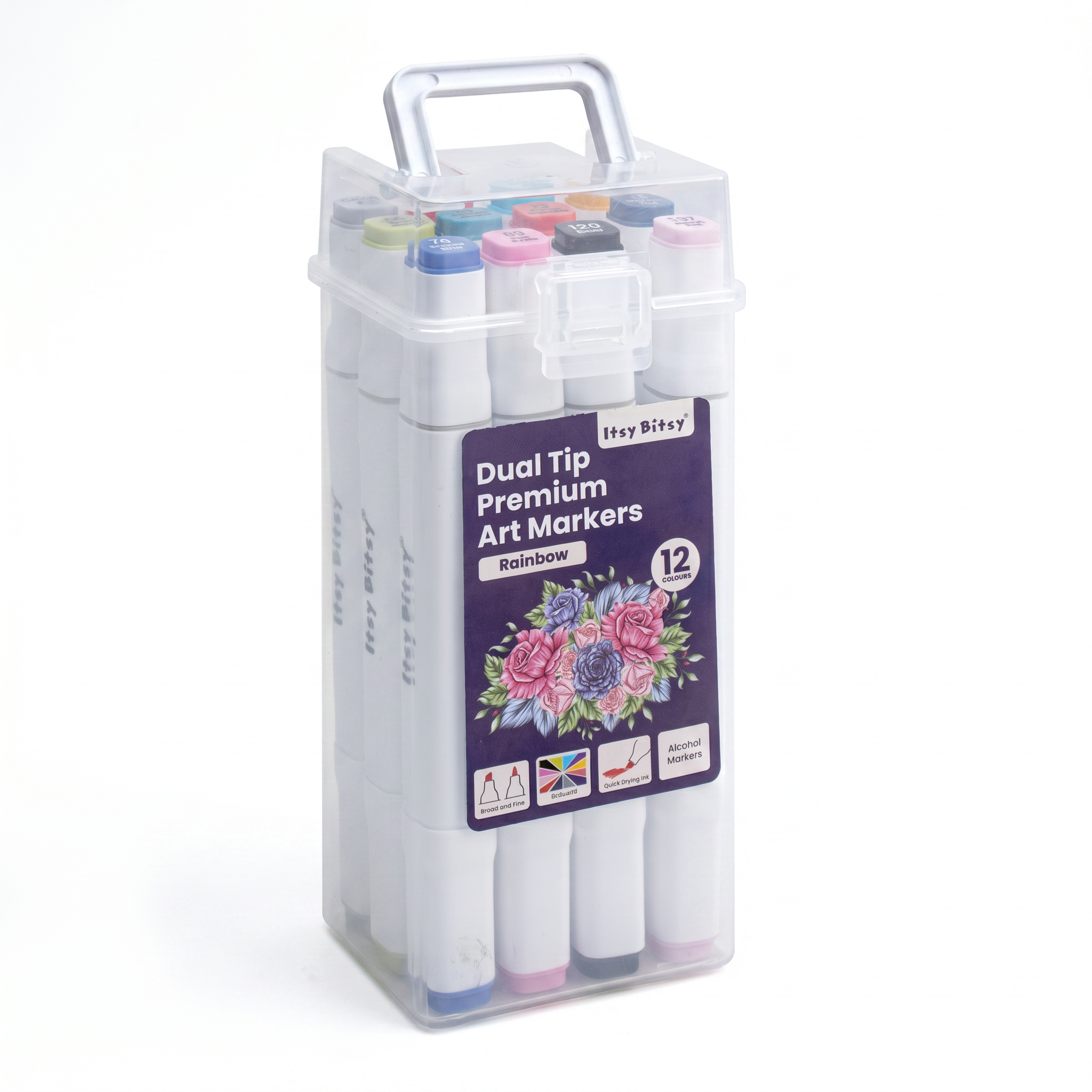 Alcohol Marker Dual Tip Bright Colour 12pcs Box