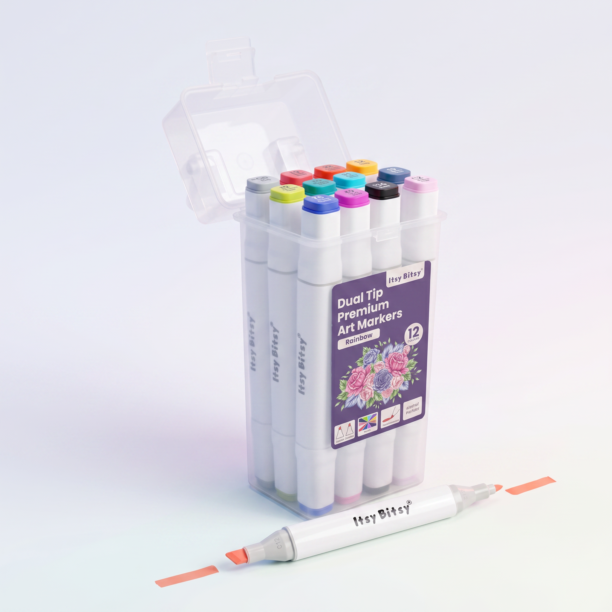 Alcohol Marker Dual Tip Bright Colour 12pcs Box