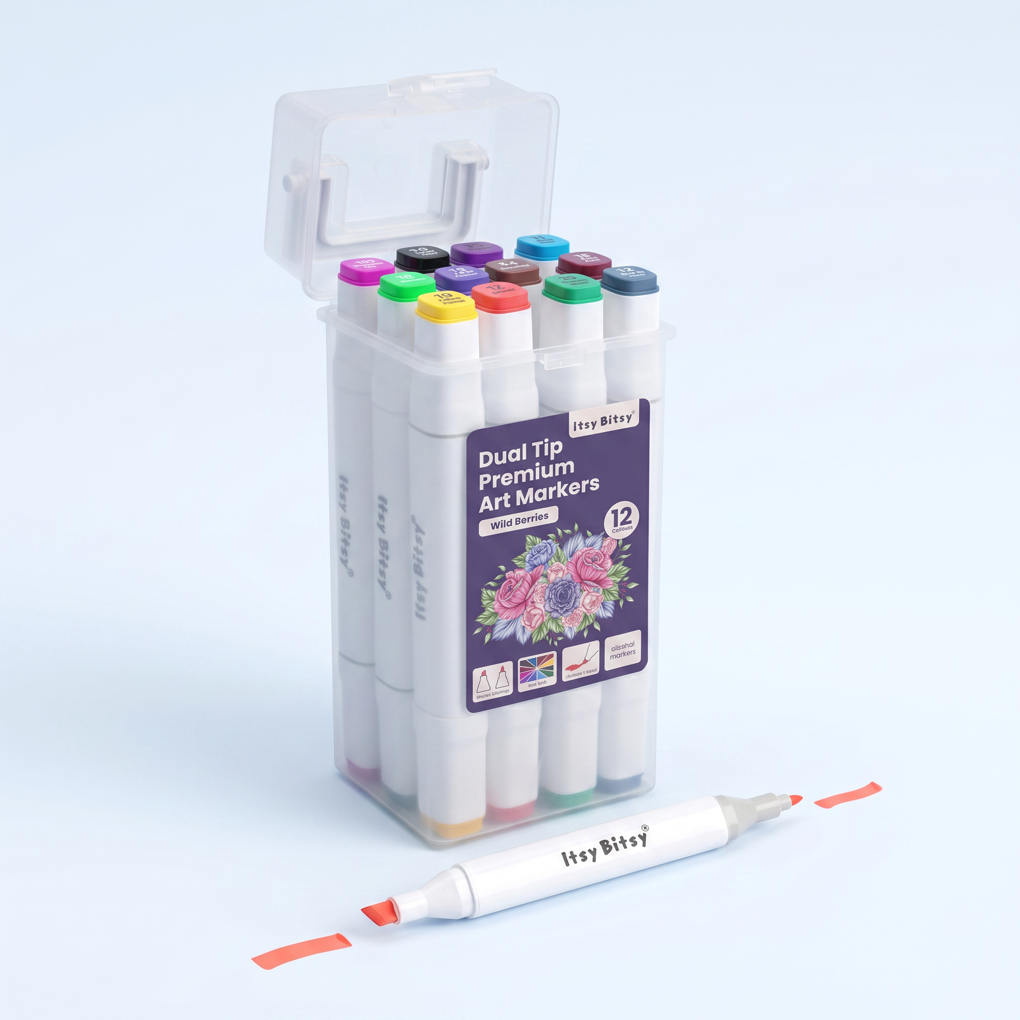 Alcohol Marker Dual Tip Pastel Colour 12pcs Box