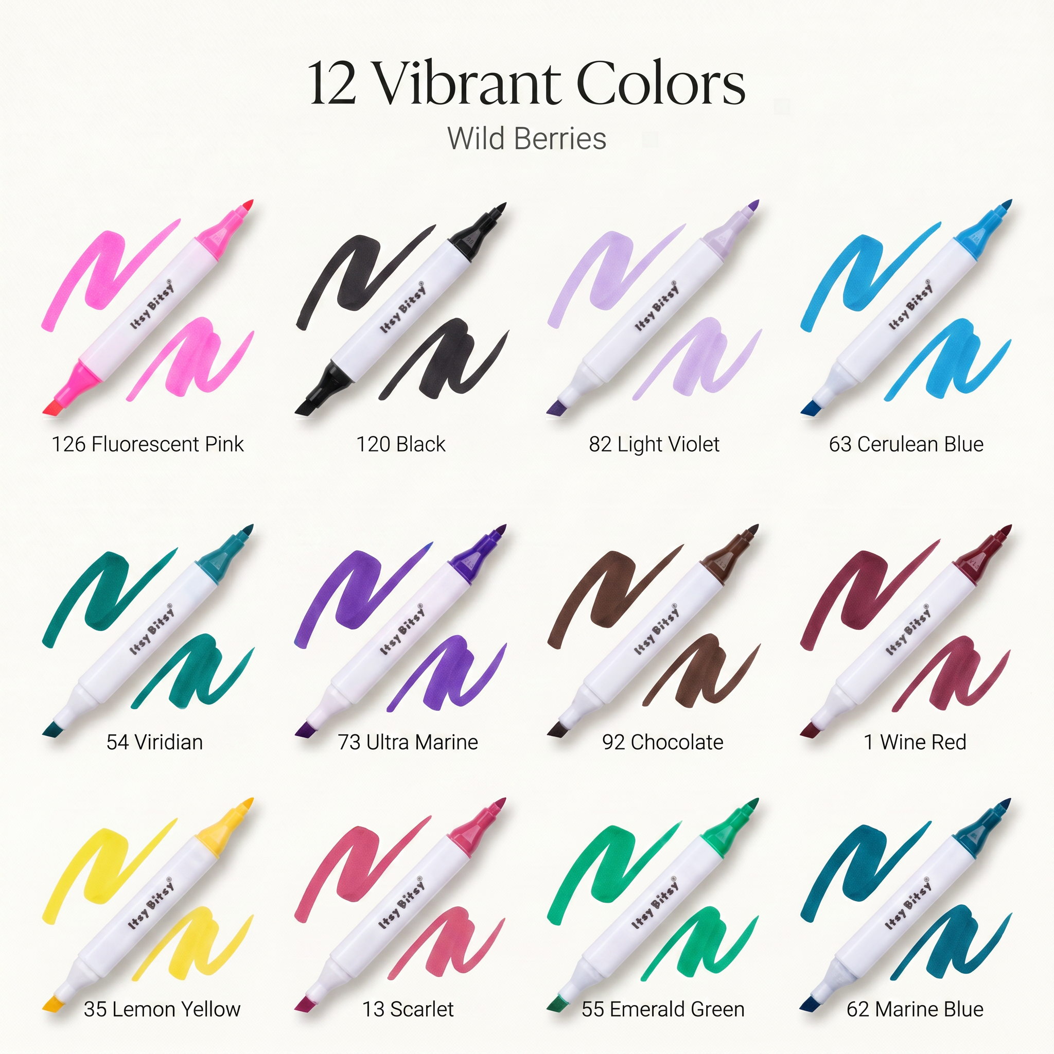 Alcohol Marker Dual Tip Pastel Colour 12pcs Box