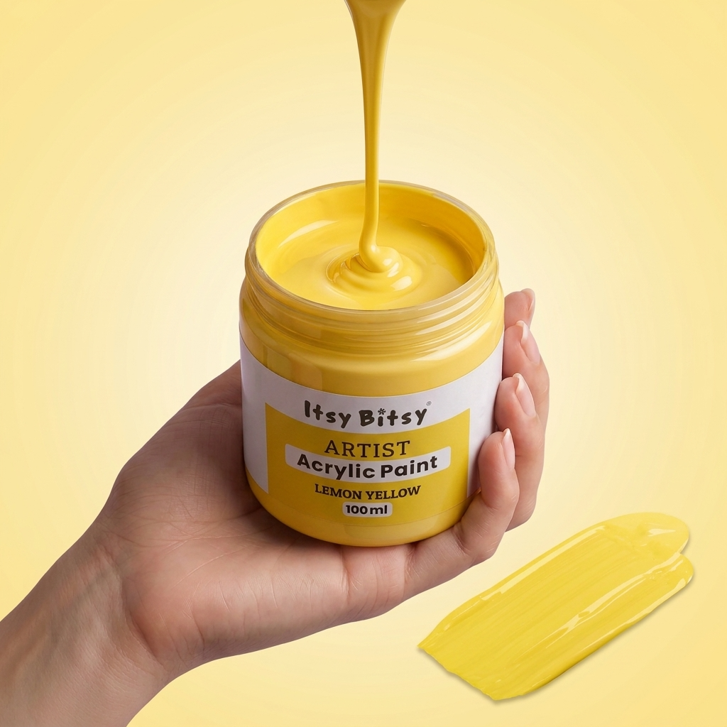 Artists Acrylic Colour Lemon Yellow 100ml Bottle