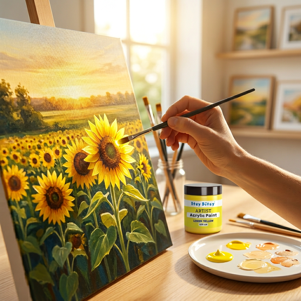 Artists Acrylic Colour Lemon Yellow 100ml Bottle