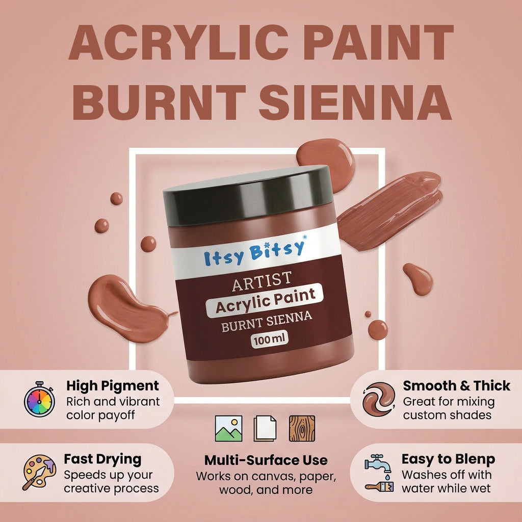 Artists Acrylic Colour Burnt Sienna 100ml Bottle