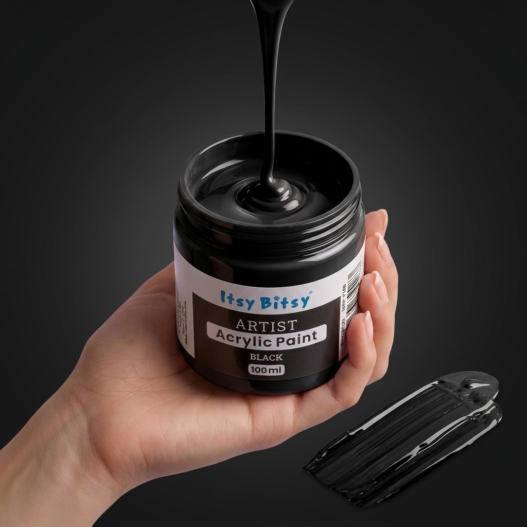 Artists Acrylic Colour Black 100ml Bottle