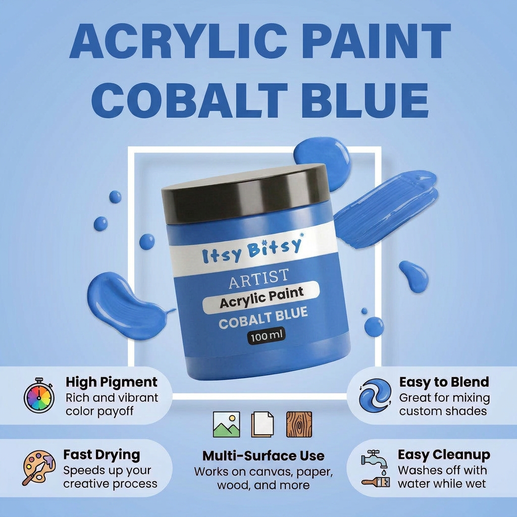 Artists Acrylic Colour Cobalt Blue 100ml Bottle